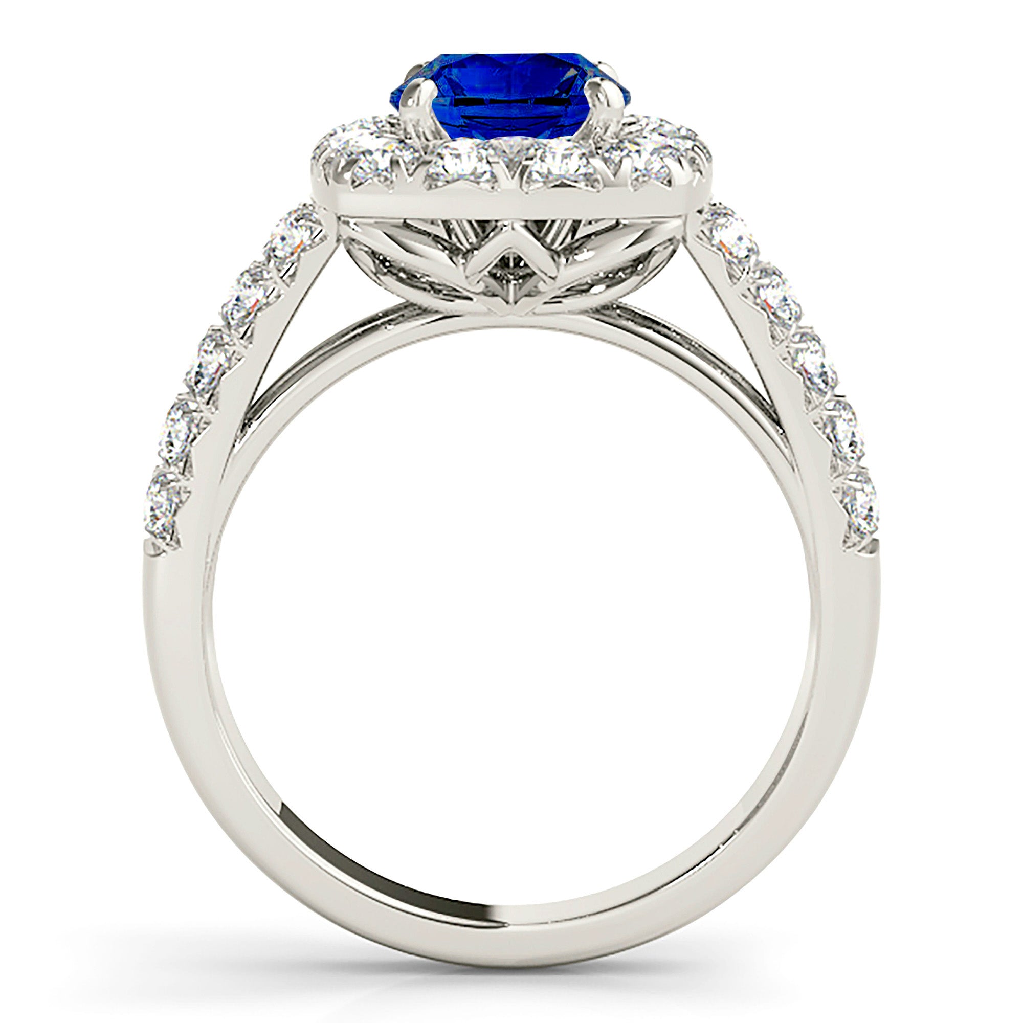 2.40 Carat Genuine Blue Sapphire Halo Engagement Ring in 14K Gold - Perfect for Proposals, Anniversaries & Special Occasions