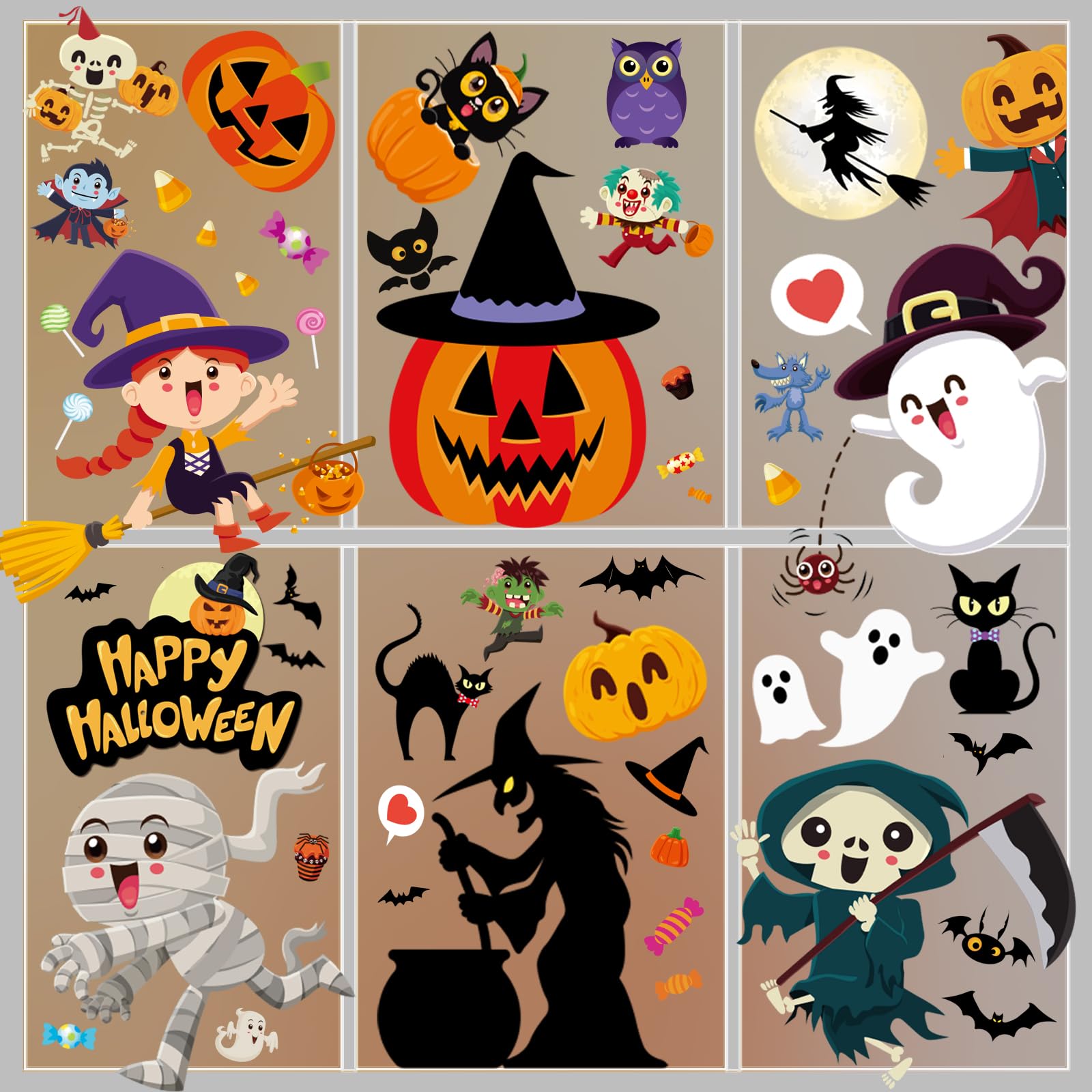 Halloween Window Clings for Kids - Cute Ghost & Pumpkin Stickers - Waterproof Decals for Home, Classroom & Party Decorations - Perfect for Windows, Mirrors & Glass Doors