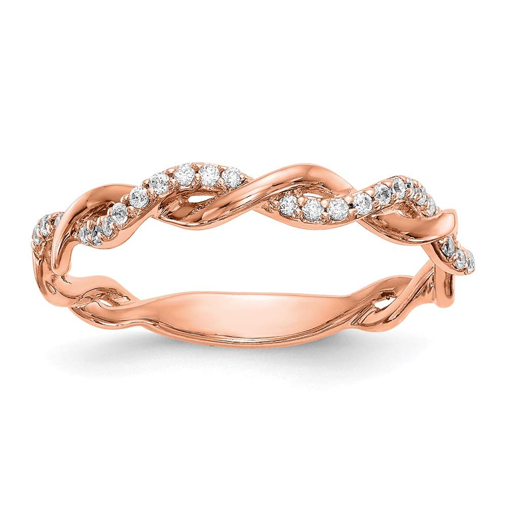 14K Rose Gold Diamond Wedding Band Ring for Women - 0.12 Carat Total Weight (0.12cttw) - Elegant Bridal Ring, Anniversary Gift, Promise Ring for Her