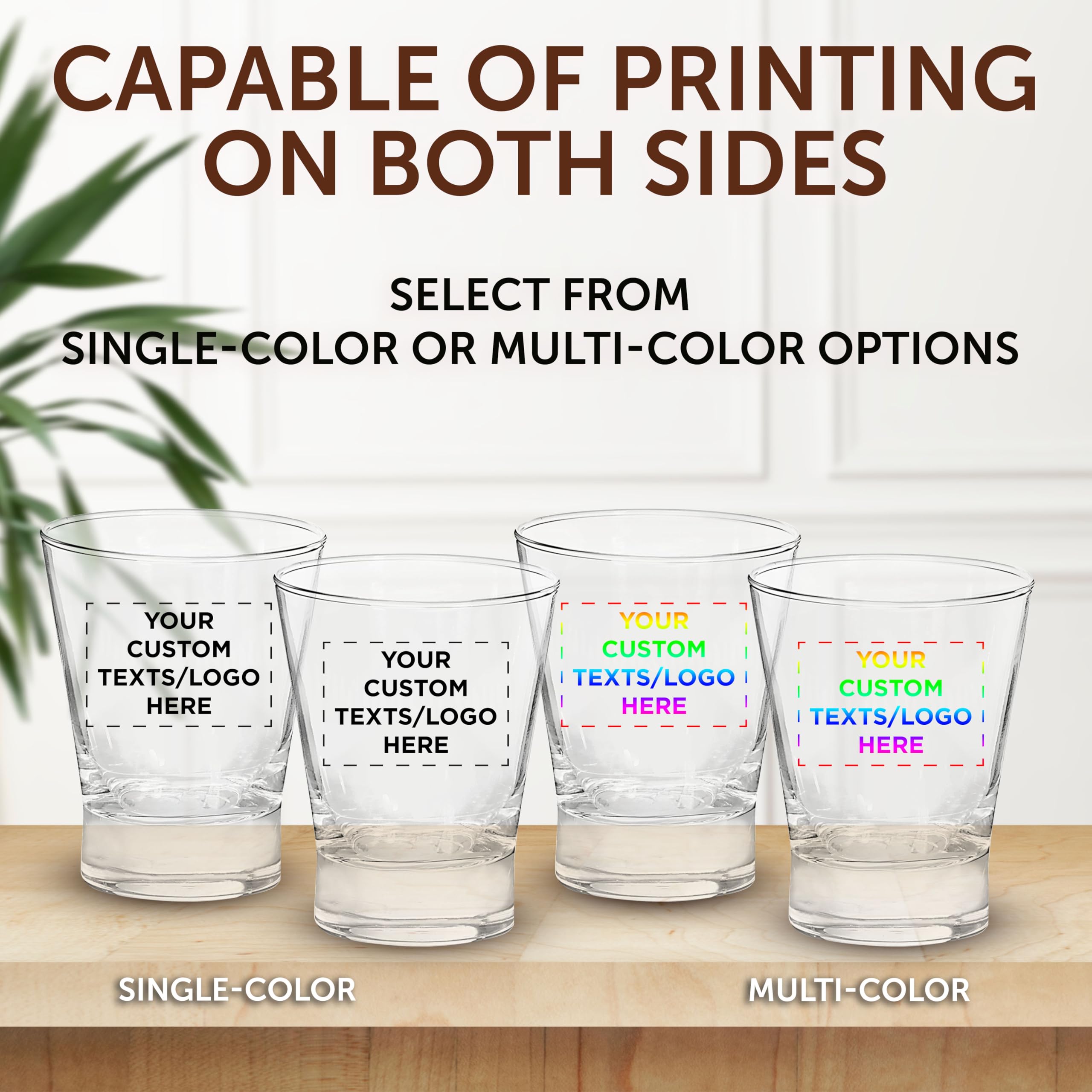Custom Logo Whiskey Glasses 12 oz Set of 96 - Personalized Bulk Barware for Scotch, Bourbon & Cocktails - Clear Glassware for Restaurants, Weddings & Corporate Gifts
