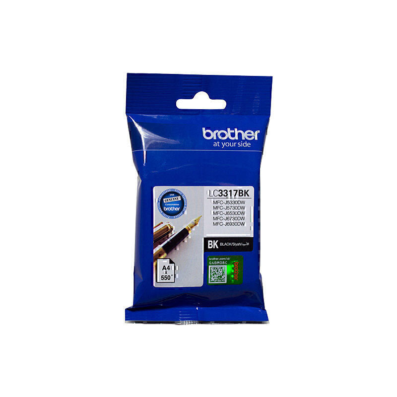 Brother LC3317BK High-Yield Ink Cartridge - Black, Cyan, Yellow, Magenta - Compatible with MFC J5330DW/J5730DW/J6530DW/J6730DW/J6930DW Printers - Ideal for Home & Office Printing