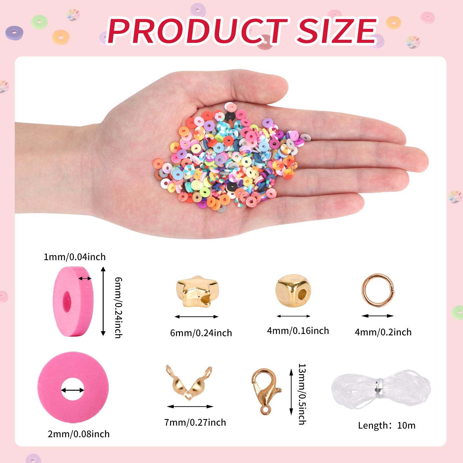 16860 Pcs Polymer Clay Beads Kit - 128 Colors Flat Preppy Spacer Heishi Beads with Charms for DIY Jewelry Making, Bracelets, Necklaces & Craft Gifts | Perfect for Teens, Kids & Adults Arts & Crafts Projects