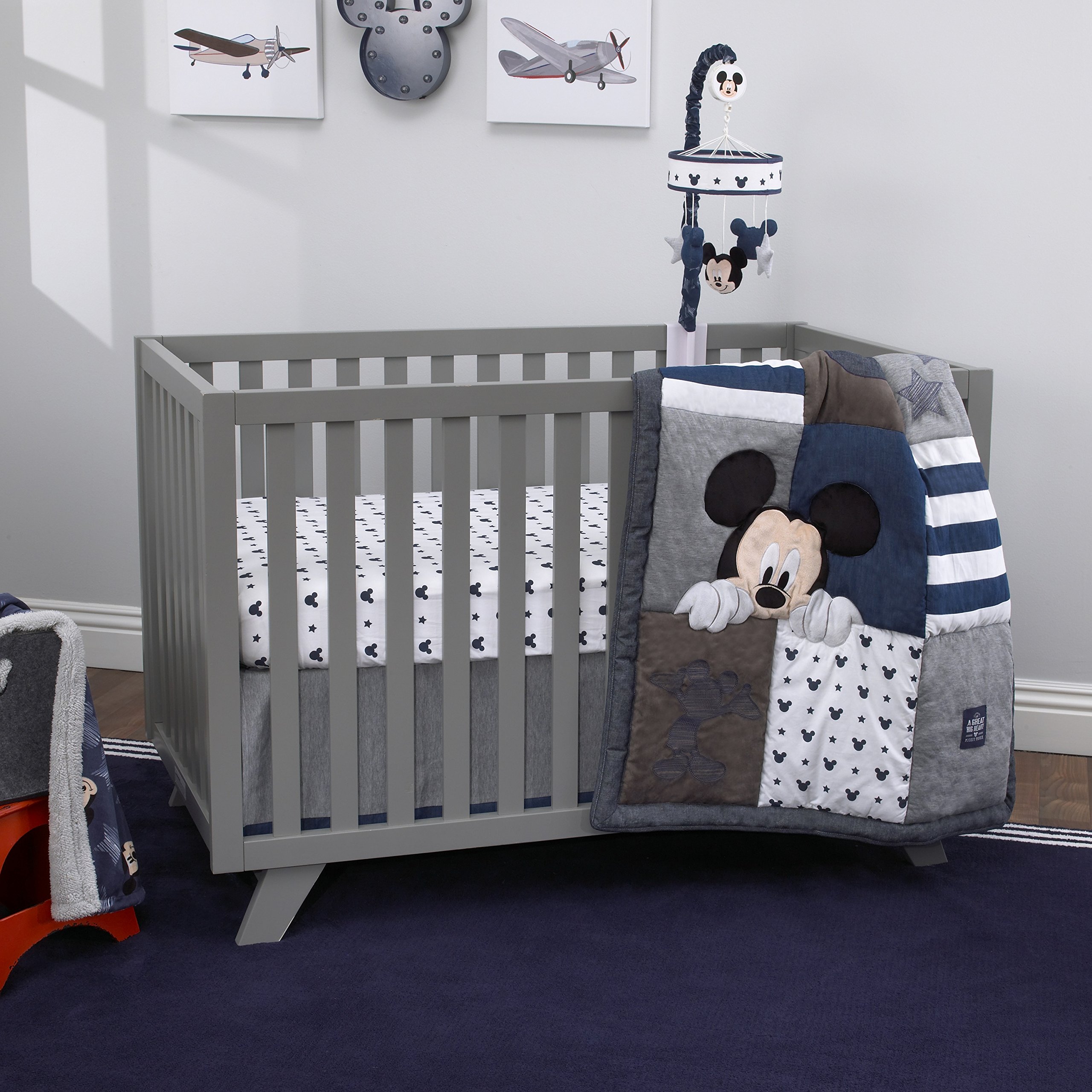 Disney Mickey Mouse Hello World Star Nursery Crib Musical Mobile - Navy Blue Baby Crib Toy with Soothing Music for Newborns & Infants | Perfect for Bedtime & Nursery Decor