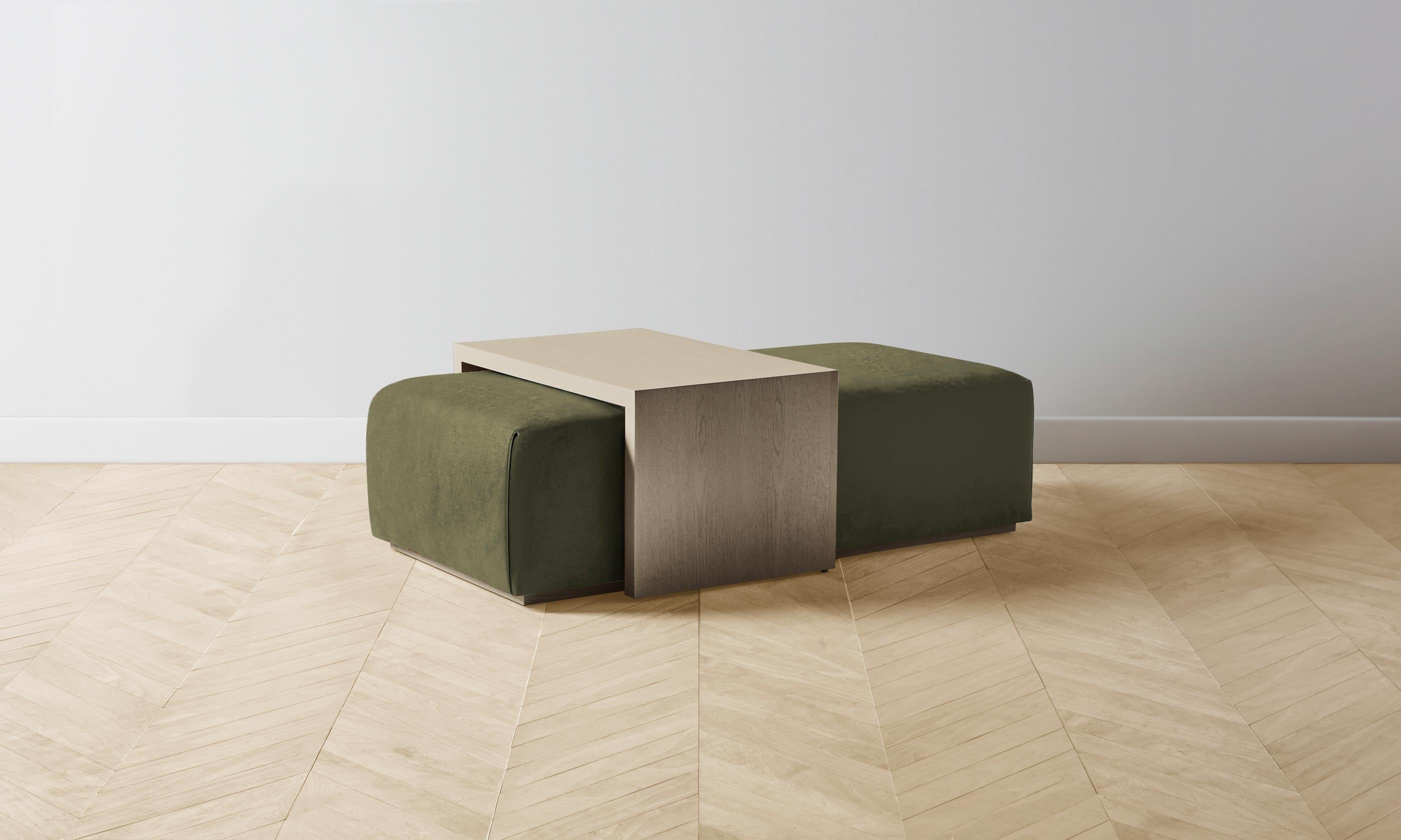 The Bowery Ottoman - Performance Velvet Olive Green Storage Bench for Living Room, Bedroom & Entryway - Stylish and Durable Home Decor