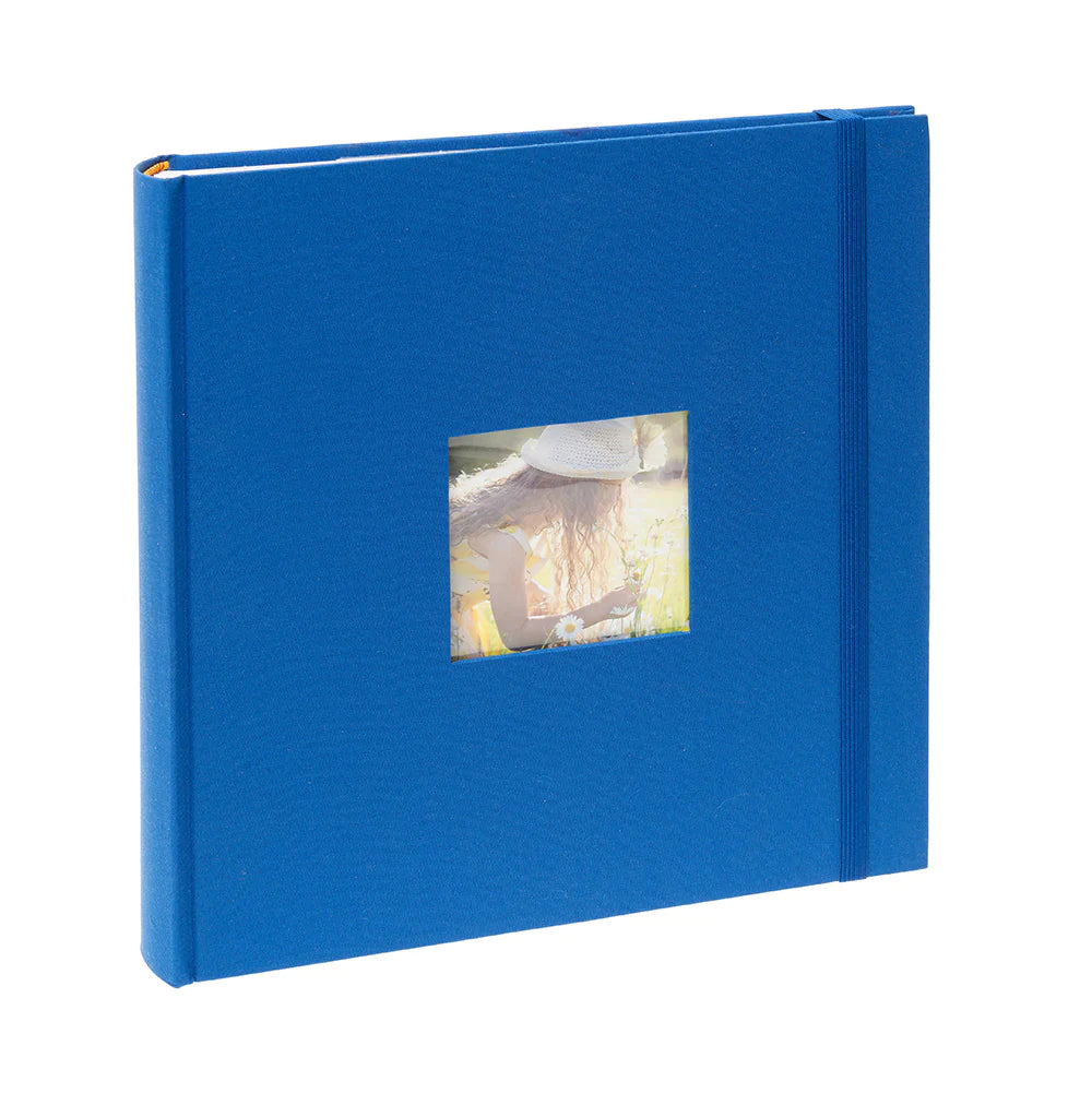 Kenro Aztec Memo Slip-In Photo Album - Holds 200 6x4 Inch Photos - Blue Archival Quality Scrapbook for Wedding, Baby & Family Memories