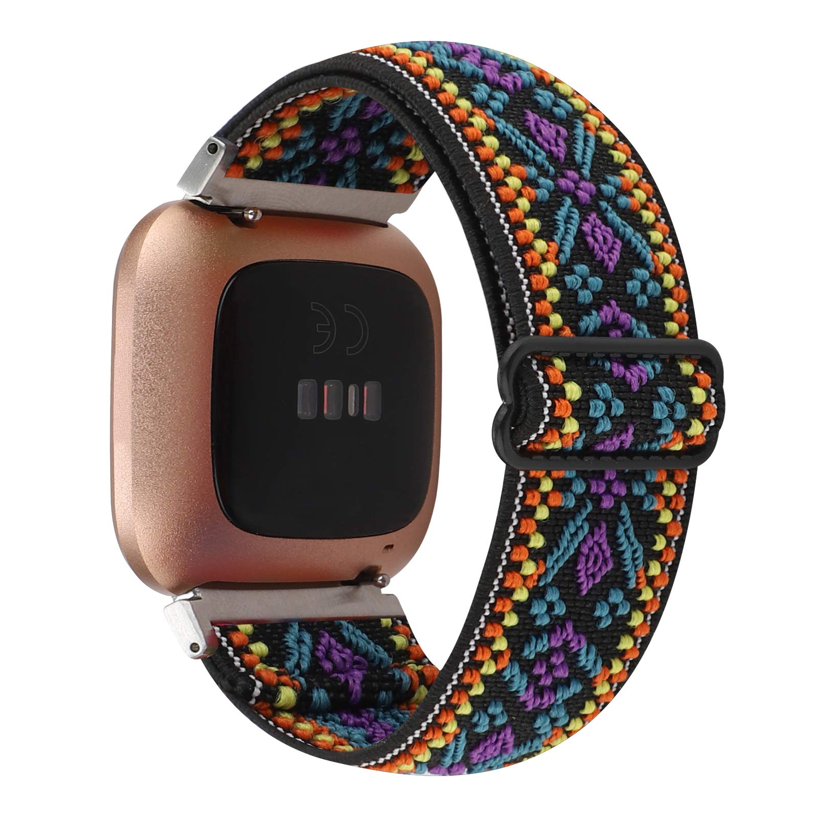 Adjustable Elastic Nylon Strap for Fitbit Versa/Versa 2/Versa Lite - Stretchy Comfortable Watch Band for Women & Men, Purple Blue, Perfect for Workouts, Running & Daily Wear