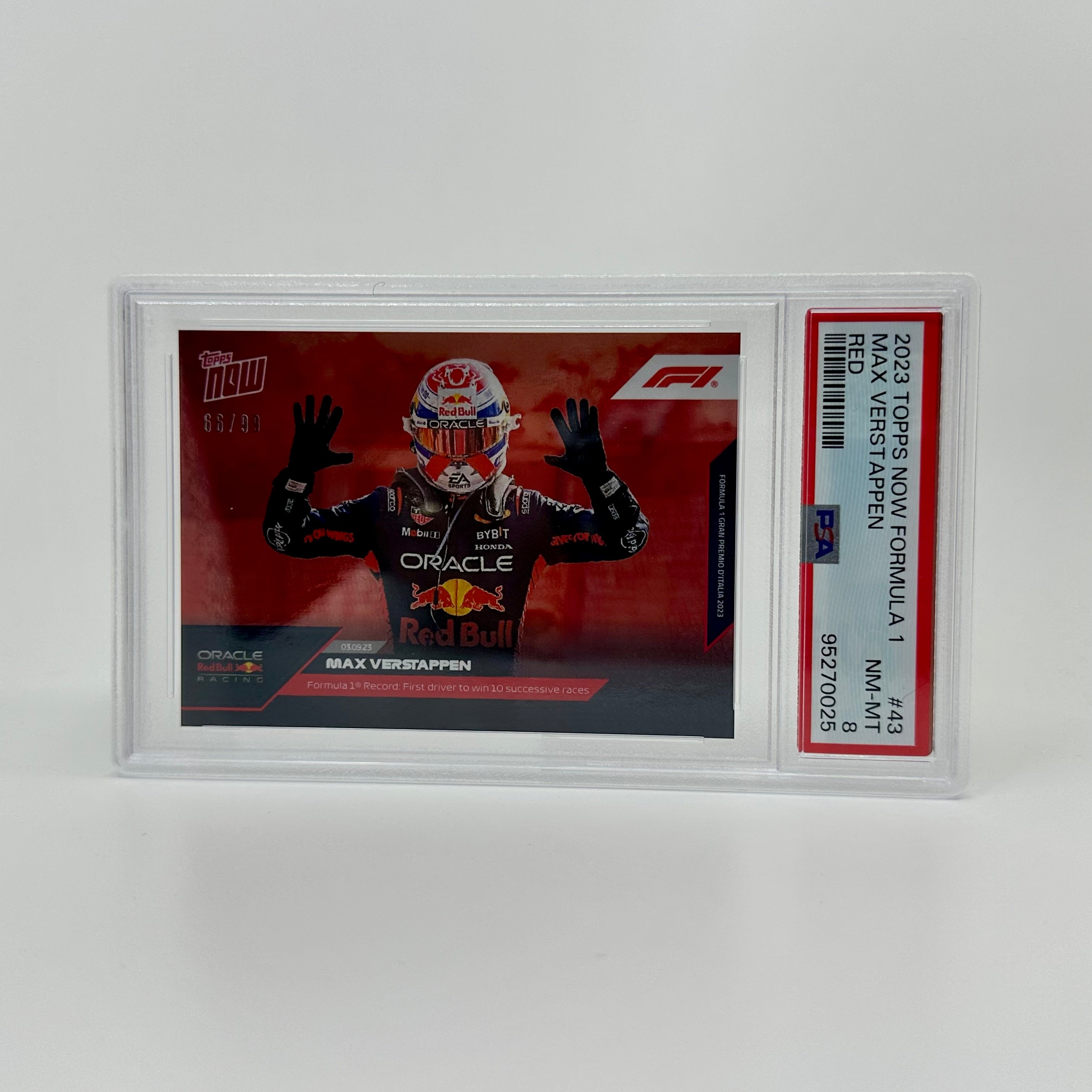 PSA 8 Graded Max Verstappen #43 Red Bull Racing 1/99 Limited Edition Trading Card - Perfect for F1 Collectors & Sports Memorabilia Enthusiasts