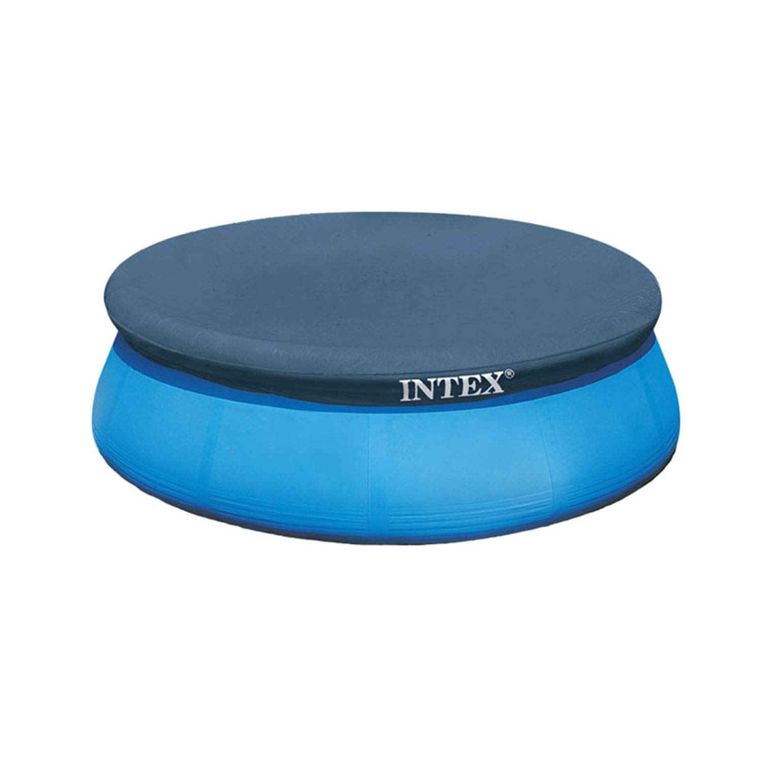 Intex 8ft Above Ground Swimming Pool Cover (2-Pack) & 8ft Inflatable Top Round Pool - Heavy Duty Protection for Summer Backyard Fun