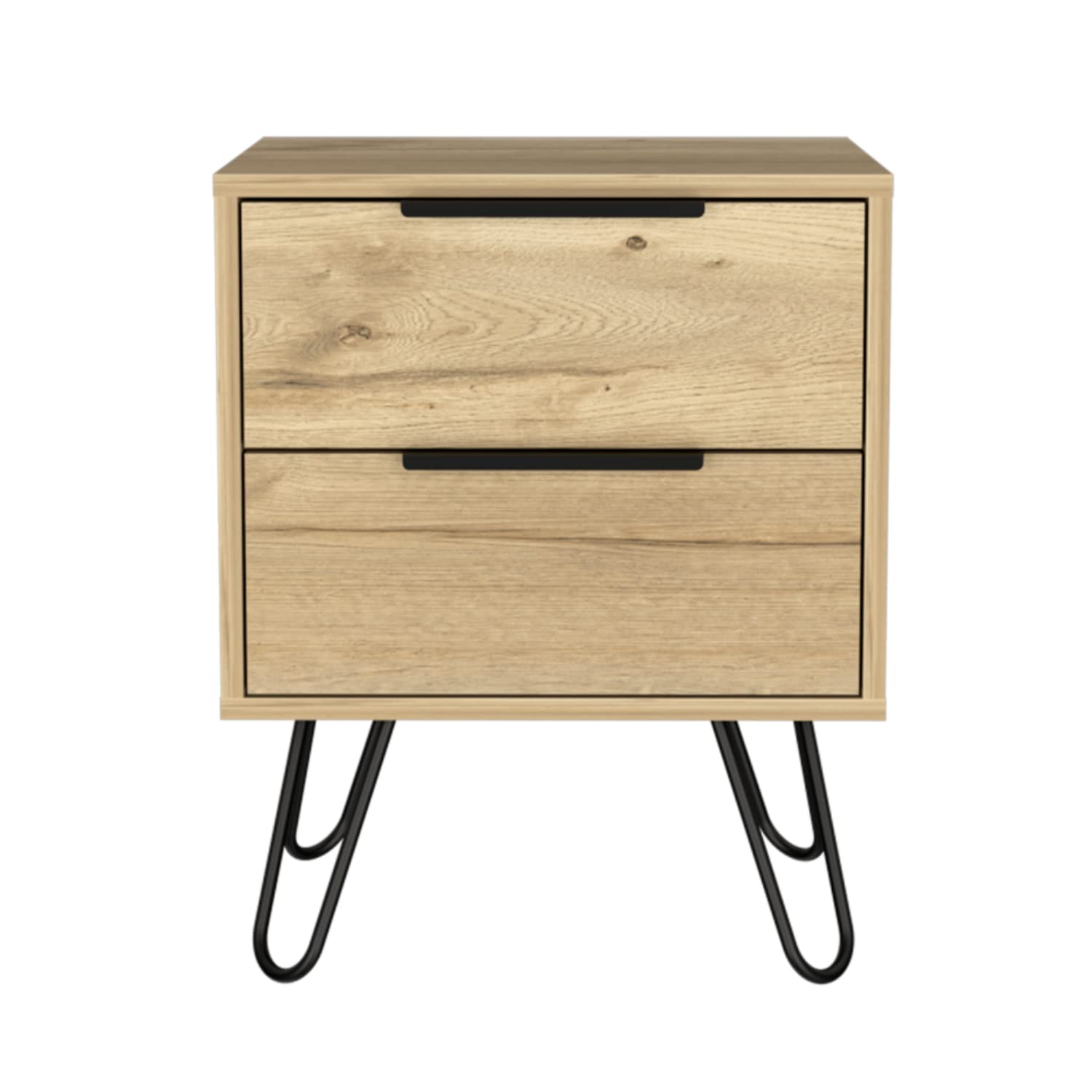 Modern Nightstand with 2 Drawers & Hairpin Legs - 22
