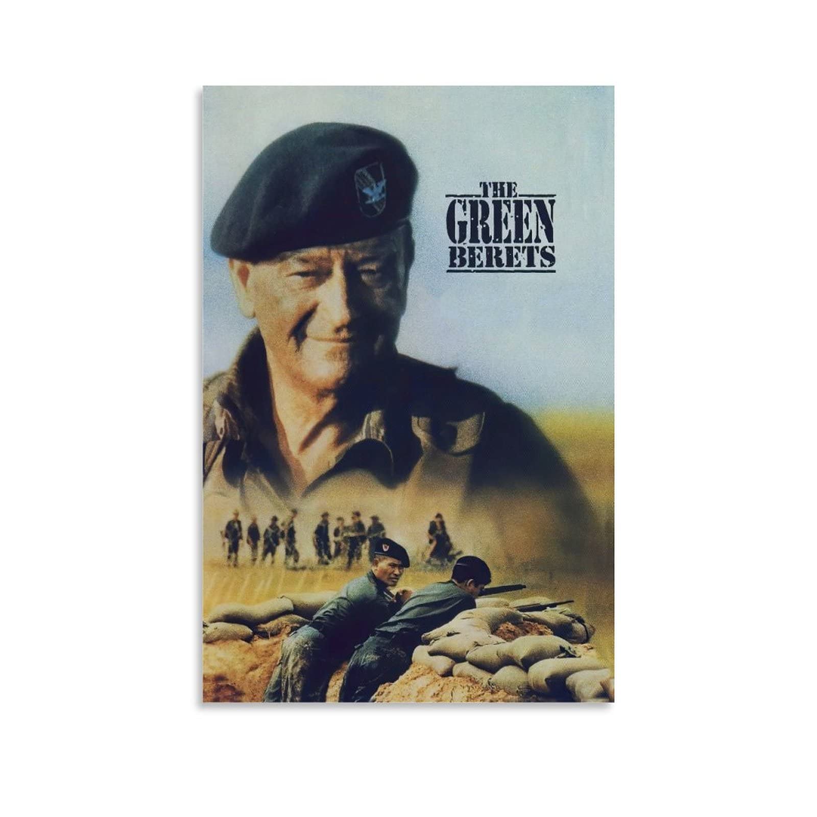 John Wayne The Green Berets Movie Poster - Vintage Canvas Wall Art Print 24x36 inches (60x90cm) Unframed - Perfect for Living Room, Bedroom, Home Theater & Man Cave Decor