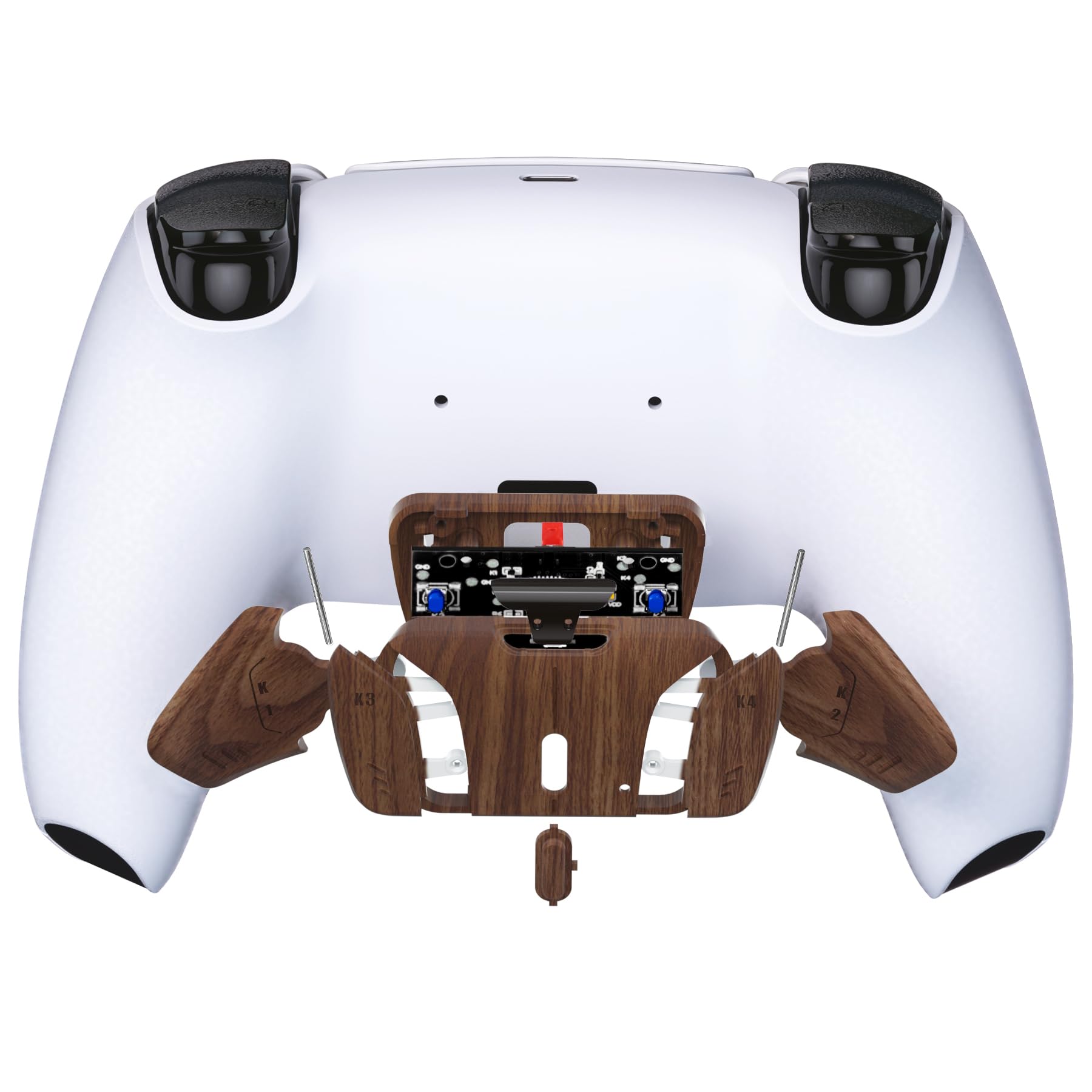 eXtremeRate RISE4 Remap Kit for PS5 Controller - Back Button Paddles & PCBA Board (K1K2K3K4) - Wood Grain Design - Customizable Gaming Accessory for Competitive Play & FPS Games