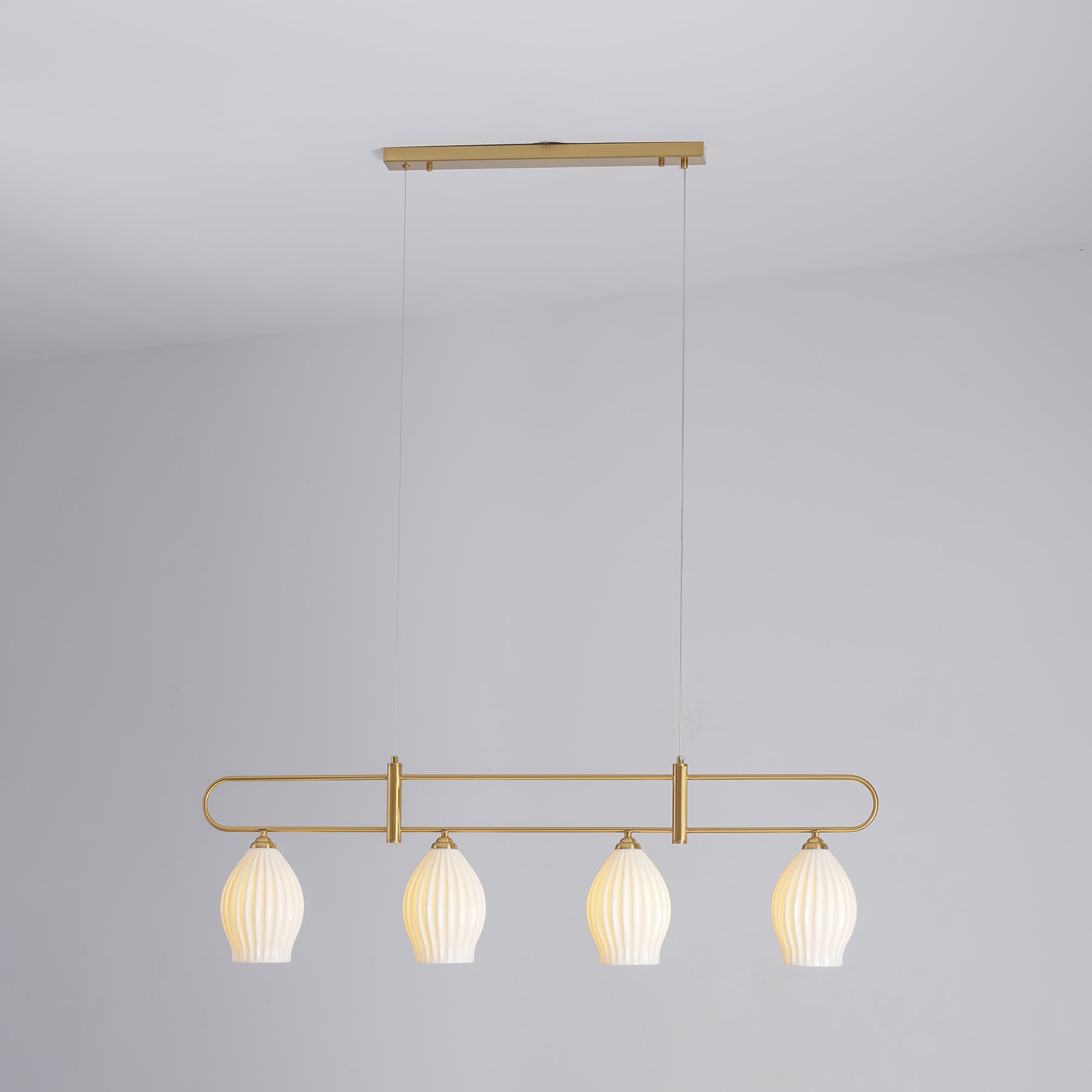 Modern Fin Pendant Light - Adjustable Hanging Ceiling Lamp for Kitchen Island, Dining Room & Bedroom | Industrial Style Lighting Fixture with Vintage Edison Bulbs