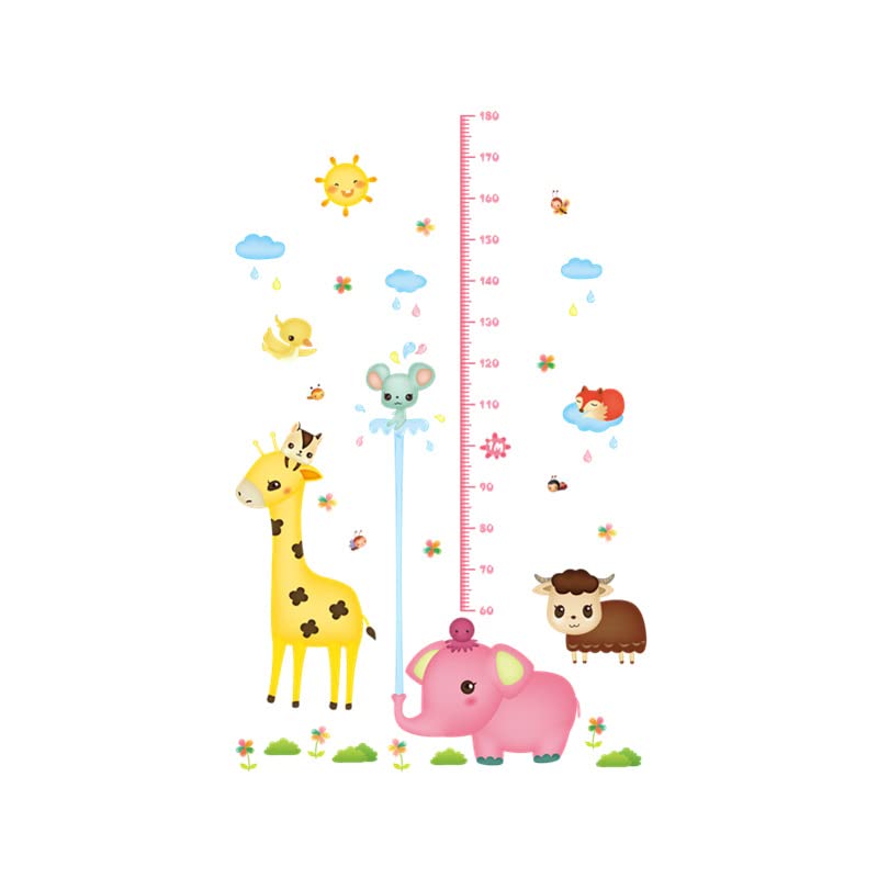 Kids Growth Chart Wall Stickers - Cute Animal Height Measurement Decals for Nursery, Bedroom & Kindergarten Decor | Perfect for Baby Room, Playroom & Classroom Organization
