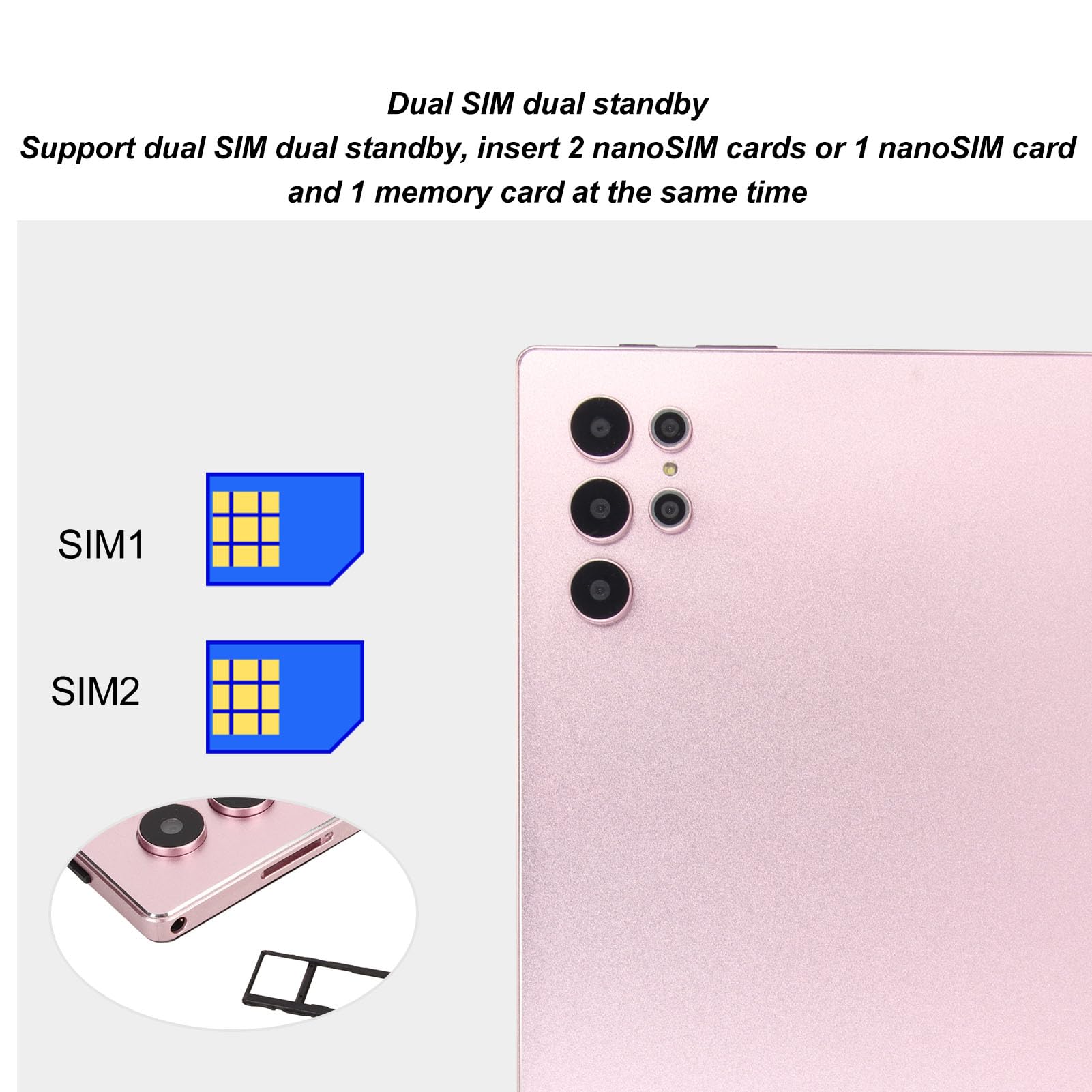 10.1 Inch HD Tablet with 8MP Front & 13MP Rear Camera, Aluminum Alloy, Octa-Core Processor, Dual SIM Dual Standby - Perfect for Work, Study & Entertainment (Pink)