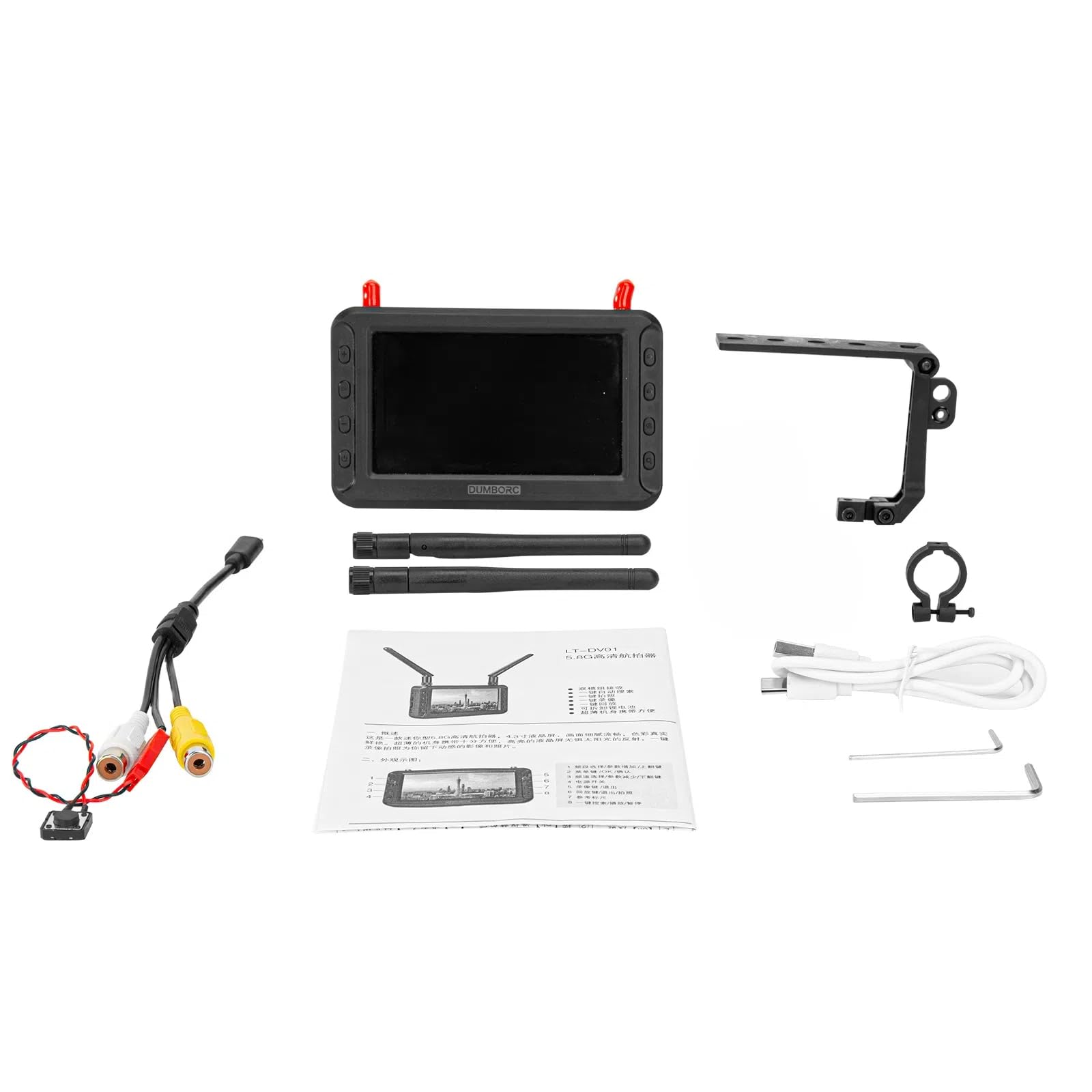 4.3'' FPV Monitor with 5.8Ghz 40CH Wireless LCD Display, 800x480 Resolution & Built-in Battery for RC Cars, Drones, Trucks, Crawlers, Boats - Perfect for FPV Racing, Aerial Photography and Remote Control Hobbies