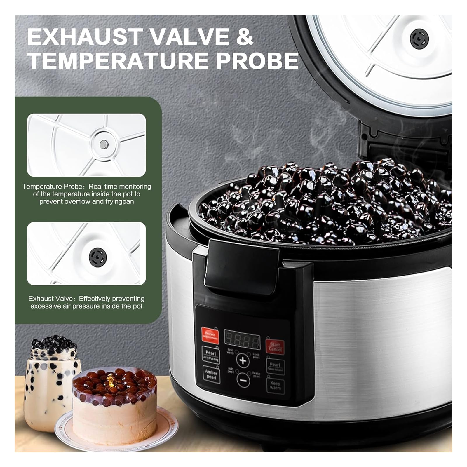 16L Commercial Boba Maker Machine - Automatic Pearl Tapioca Cooker for Bubble Tea, Milk Tea & Boba Drinks with Touchscreen Control - Perfect for Tea Shops, Cafes & Restaurants