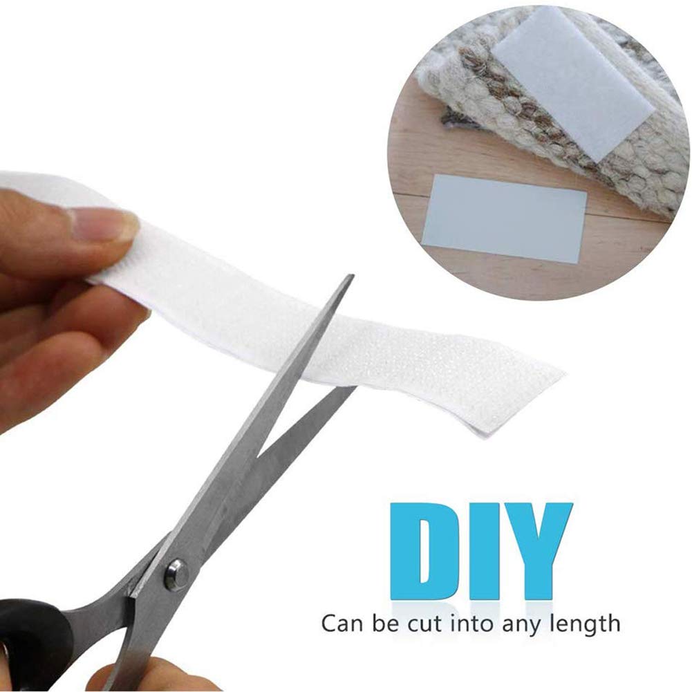 27Ft x 1 Inch Heavy Duty Self Adhesive Strips - Strong Nylon Fabric Fastener Tape for Sewing, Crafting, DIY Projects - Indoor & Outdoor Mounting Solution (White) - Perfect for Home Organization, Wall Decor & Garage Storage