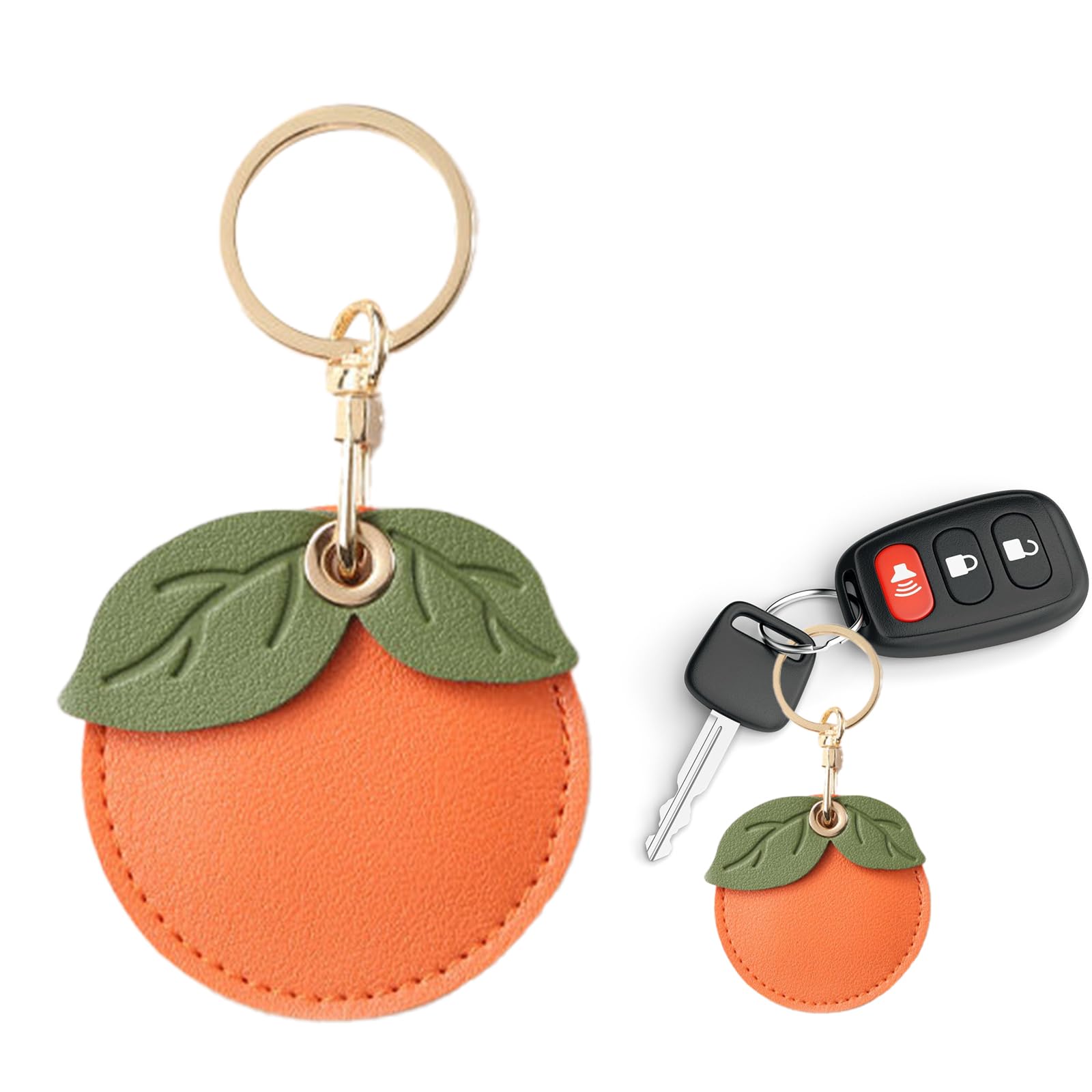 Durable Leather Keychain Holder for Apple AirTag - Anti-Scratch Protective Cover with Key Ring | Perfect for Keys, Luggage & Backpack Tracking