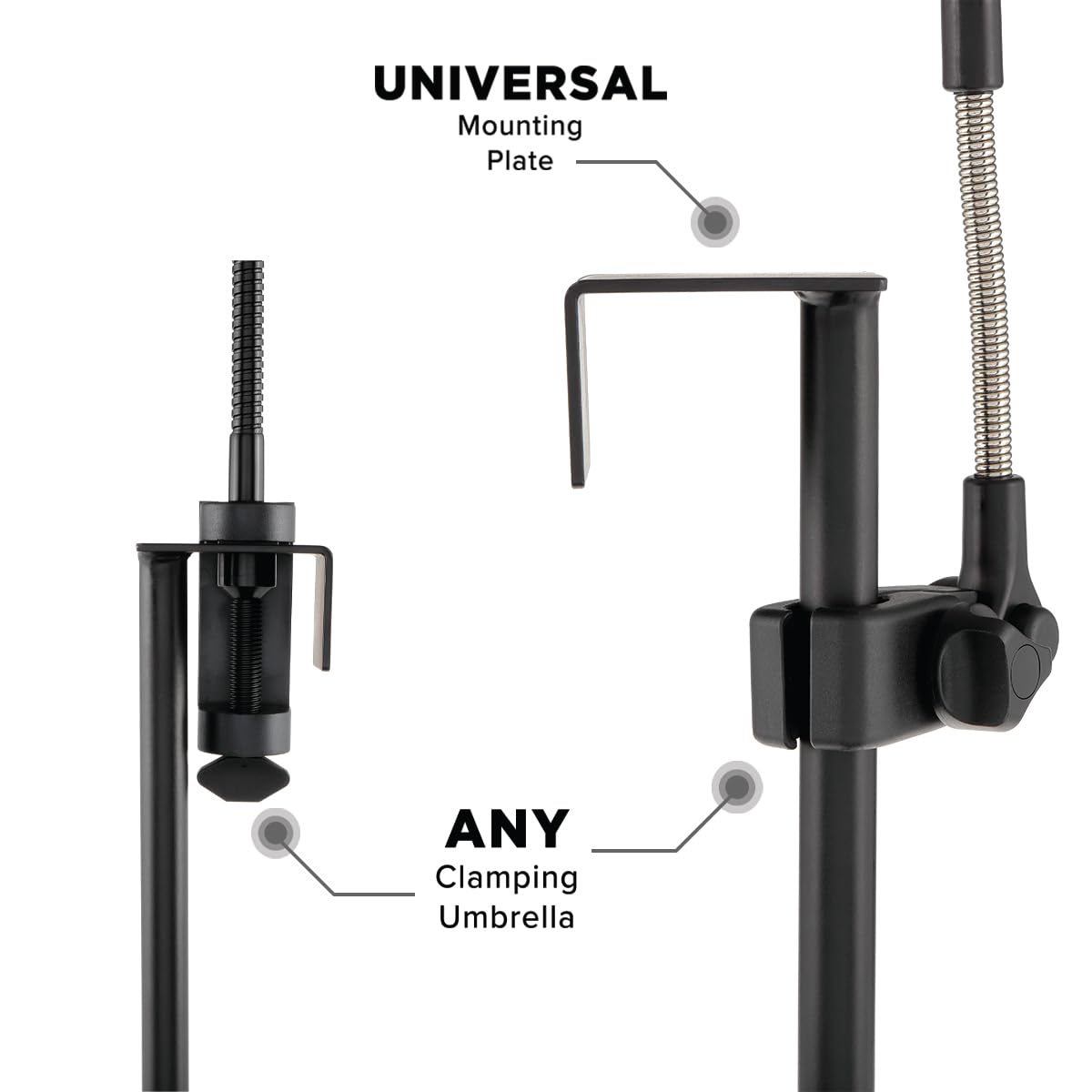 Universal Umbrella Pole Mount with Carry Bag - Adjustable Clamp for Easels, Chairs & More - Portable Black Umbrella Holder for Artists, Photographers & Outdoor Use