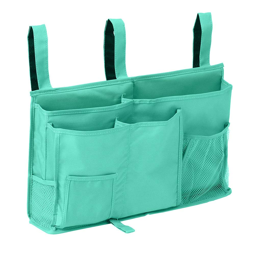 Sugaroom Bedside Storage Caddy - Hanging Bunk Bed Organizer with Pockets for College Dorm, Hospital Bed Rails, Baby Crib & Camping | Perfect for Storing Books, Phones & Essentials (Green)