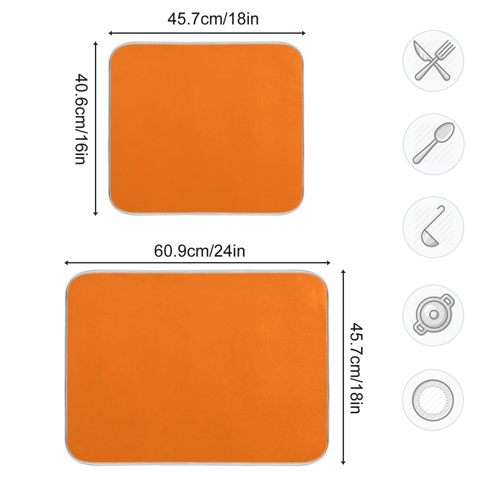 Premium Orange Halloween Kitchen Dish Drying Mat - Super Absorbent Microfiber Countertop Mat (18