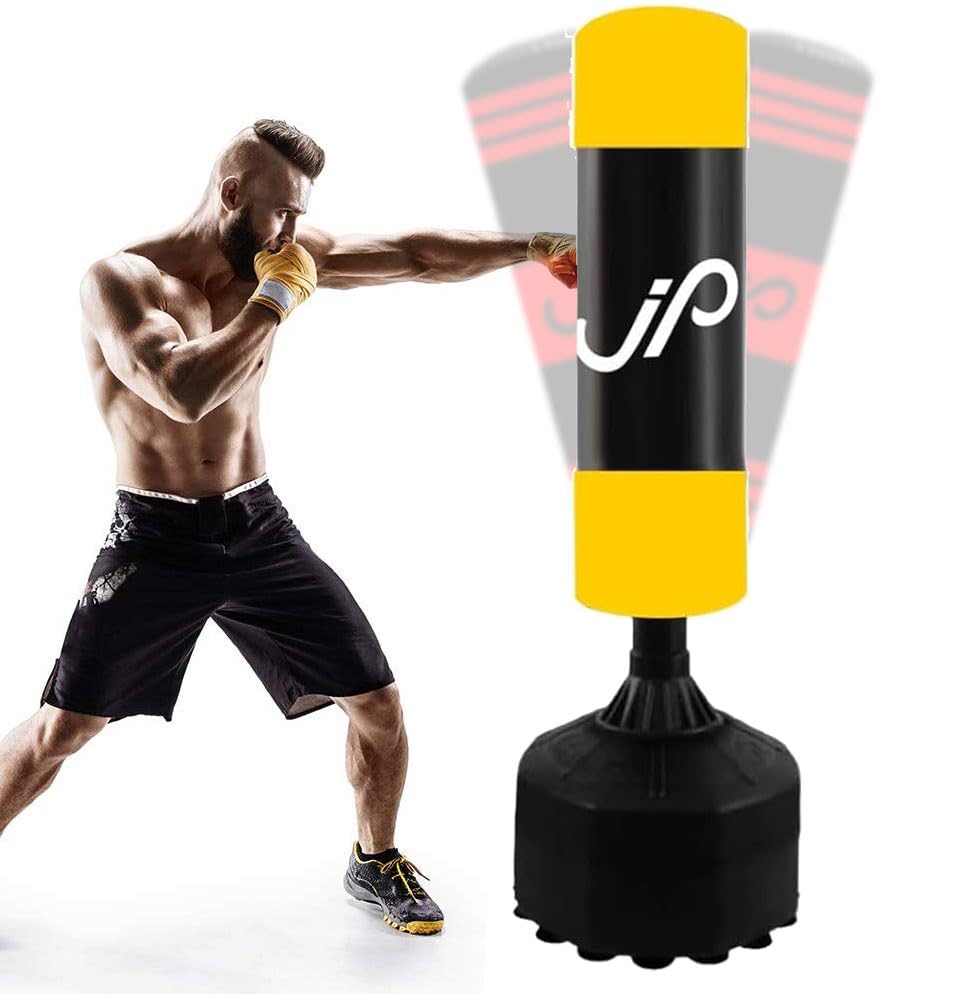 Free Standing Punching Bag for Adults - Heavy Duty Double Stitched Boxing Bag with Suction Cups - Perfect for MMA Training, Taekwondo & Kickboxing Practice at Home or Gym