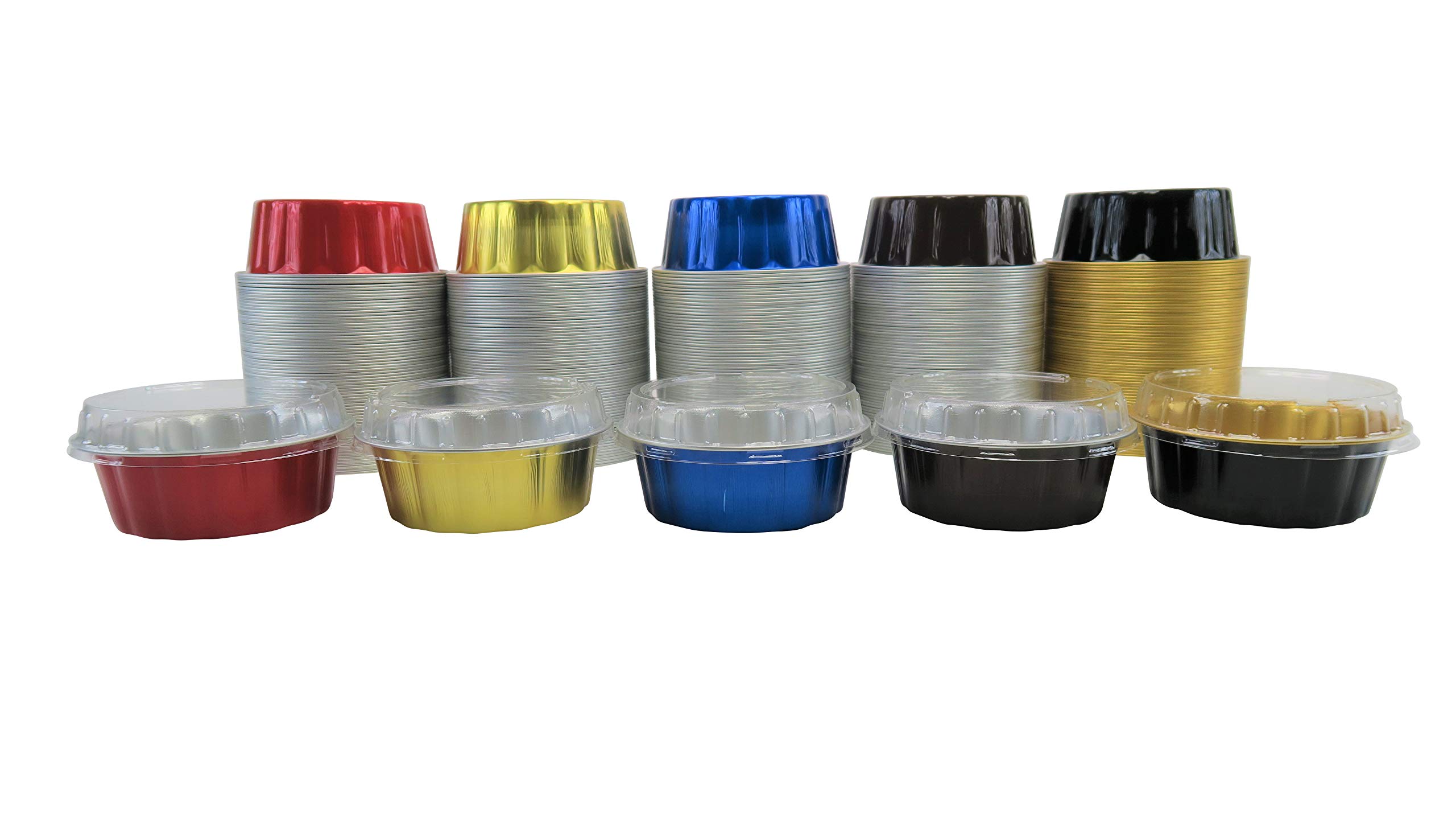 KitchenDance 8oz Disposable Colored Aluminum Foil Dessert Cups with Lids - Round Baking Tart Pans for Cakes, Pies & Pastries - Perfect for Home Baking, Party Serving & Food Storage (1000-Pack, Red)