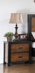 Poundex Delfina Dark Wood Finish Nightstand with Accent Trim - Stylish Bedside Table for Bedroom Decor & Storage