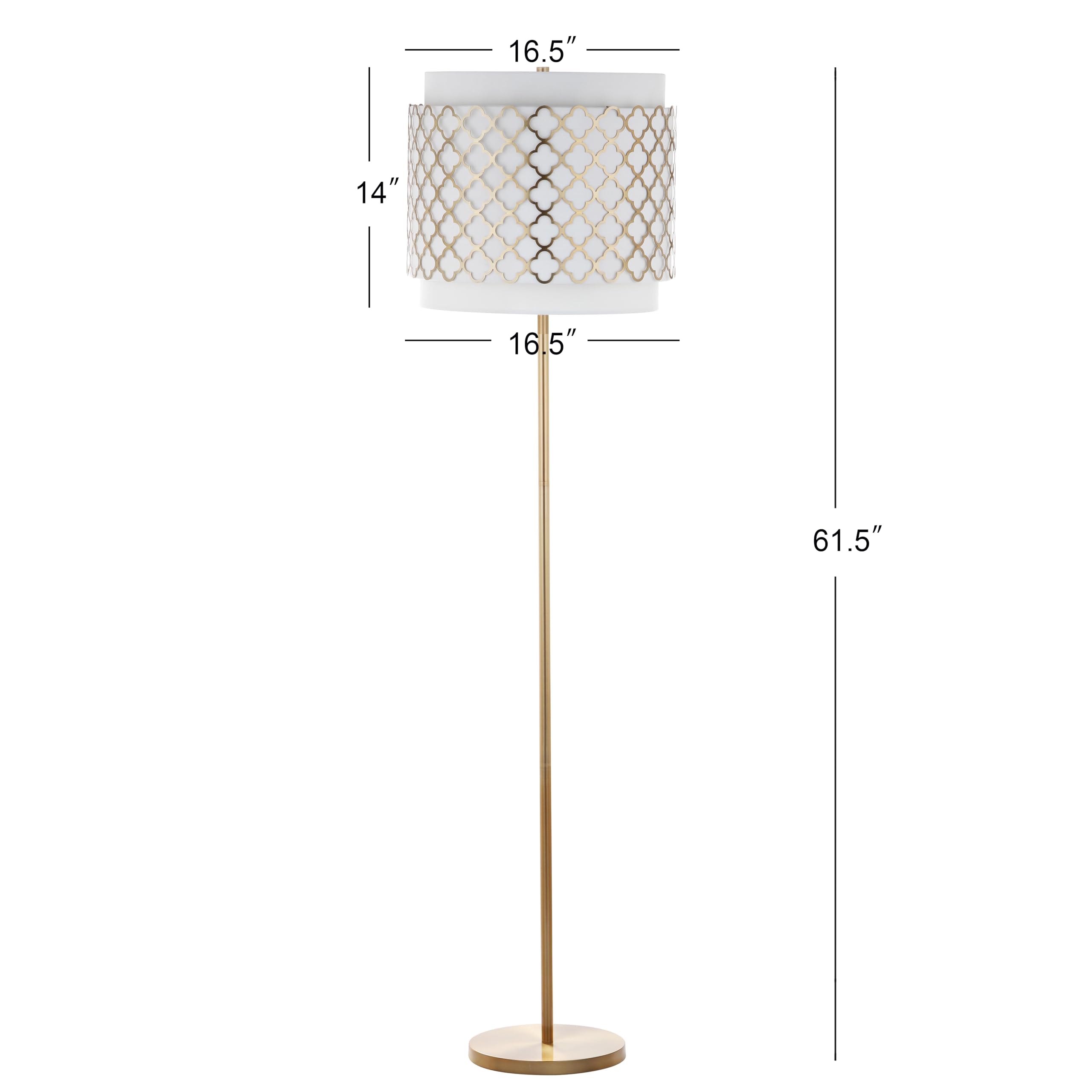 SAFAVIEH Priscilla 62-inch Modern Farmhouse Floor Lamp with LED Bulb - Gold Contemporary Standing Light for Living Room, Bedroom & Home Office - Perfect for Reading, Accent Lighting and Home Decor