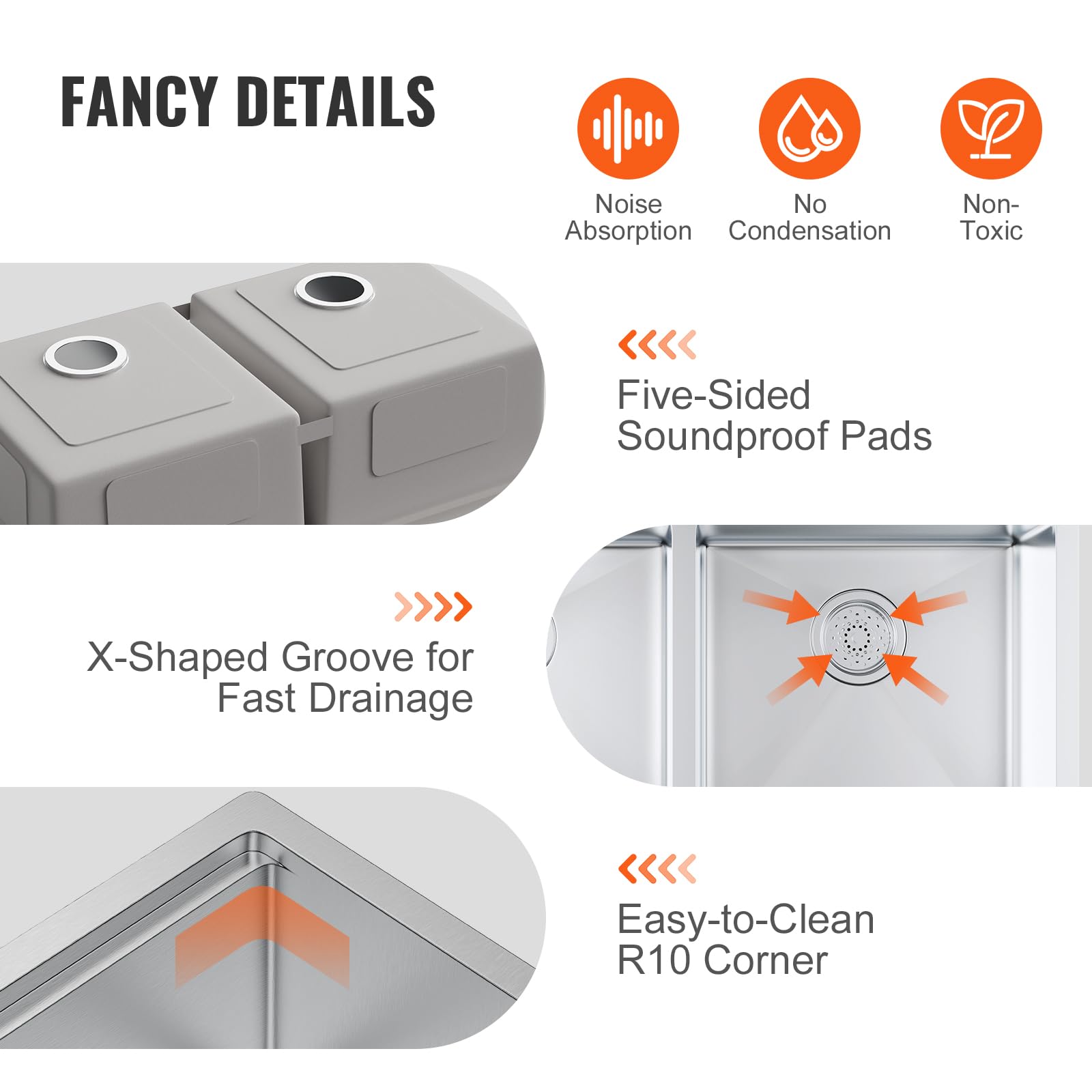 VEVOR 33 Inch 304 Stainless Steel Double Bowl Kitchen Sink - Undermount/Drop-In Design with Ledge & Accessories - Durable Workstation, RV, Prep Kitchen & Bar Sink for Dishwashing & Food Preparation