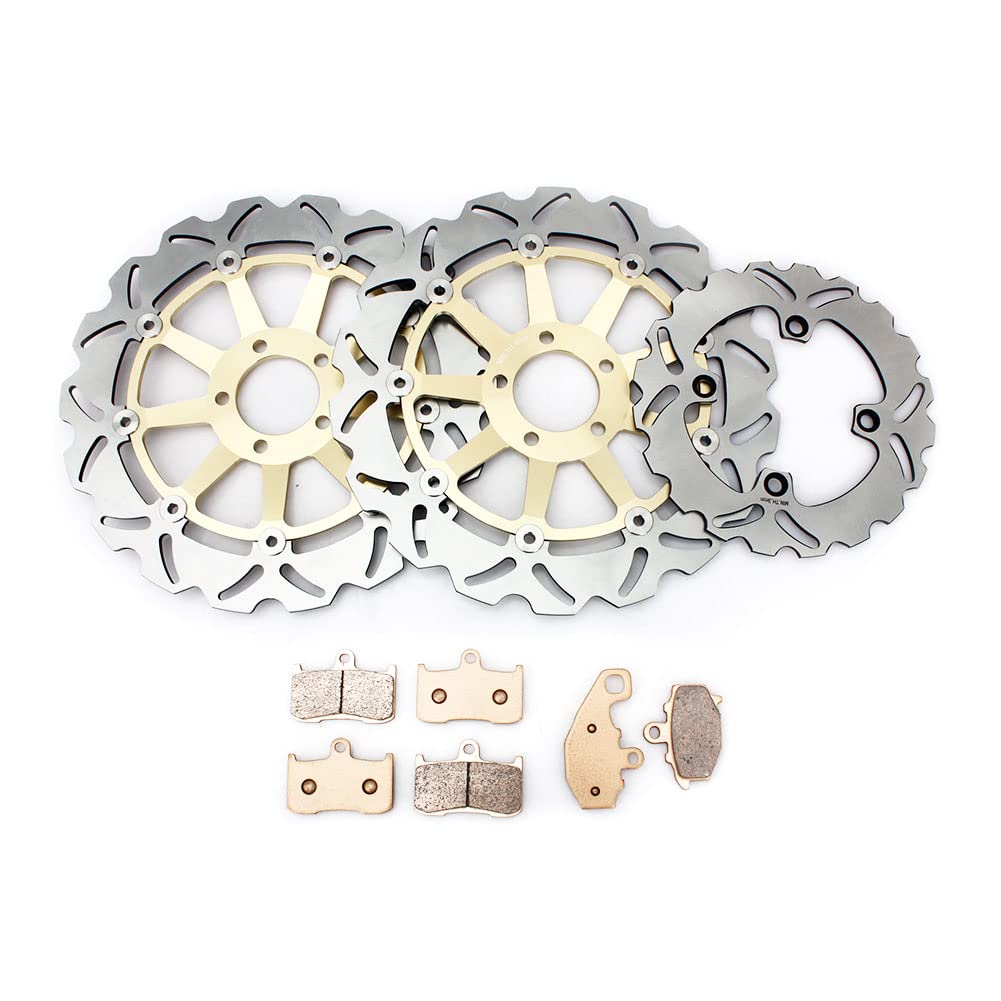 Smadmoto Front & Rear Brake Disc Rotors & Pads Kit for Kawasaki Ninja ZX9R ZX-9R ZX900 (2002-2003) - High Performance Motorcycle Braking System for Street Racing & Daily Commuting