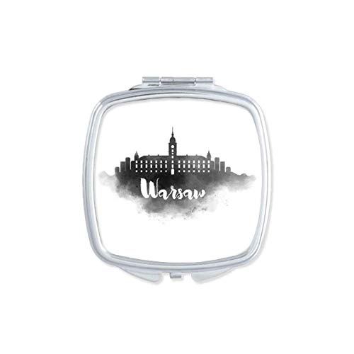 DIYthinker Warsaw Poland Landmark Ink City Mirror - Portable Compact Pocket Makeup Mirror with Double Sided Glass for Travel, Home & On-the-Go Touch Ups