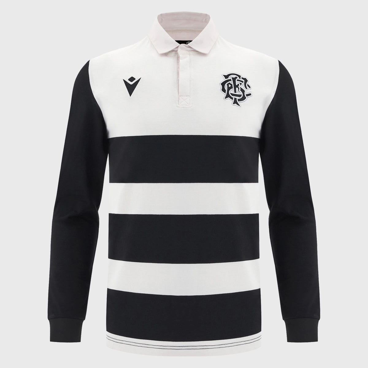 Macron Barbarians Men's Cotton Long Sleeve Rugby Shirt 2025 - Breathable Sports Jersey for Rugby Training & Casual Wear