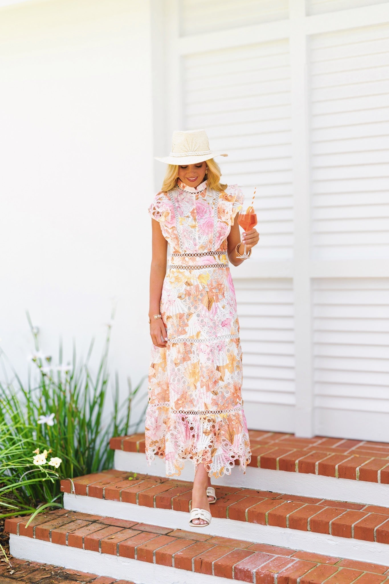 Anna Sleeveless Ruffle Summer Dress - Flowy Orange Party Dress for Women, Beach Vacation & Outdoor Events
