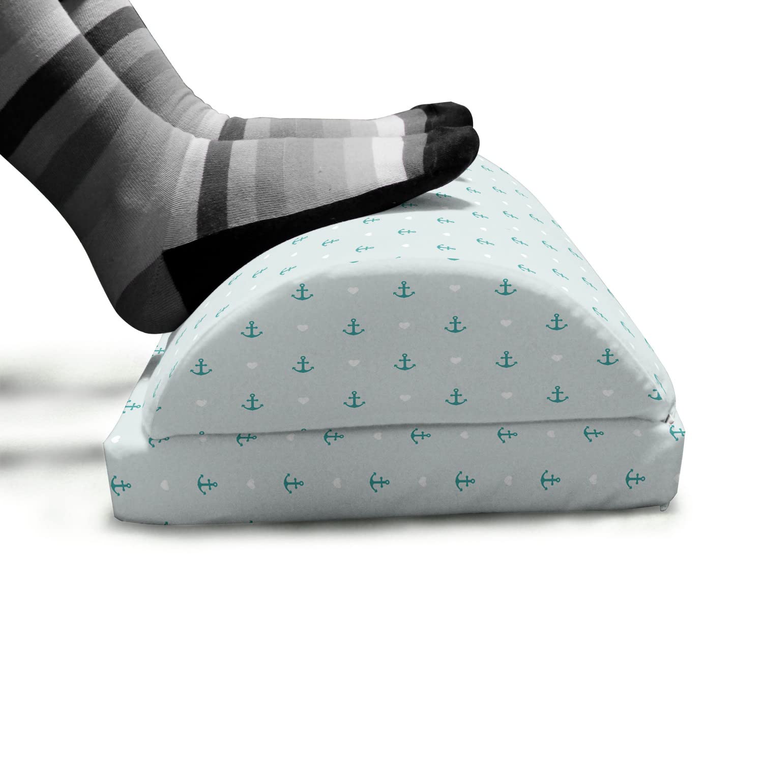 Ambesonne Adjustable Memory Foam Foot Rest with Anchor & Heart Design - Non-Slip Ergonomic Leg Support for Office, Home & Travel - Perfect for Work, Relaxation & Long Flights