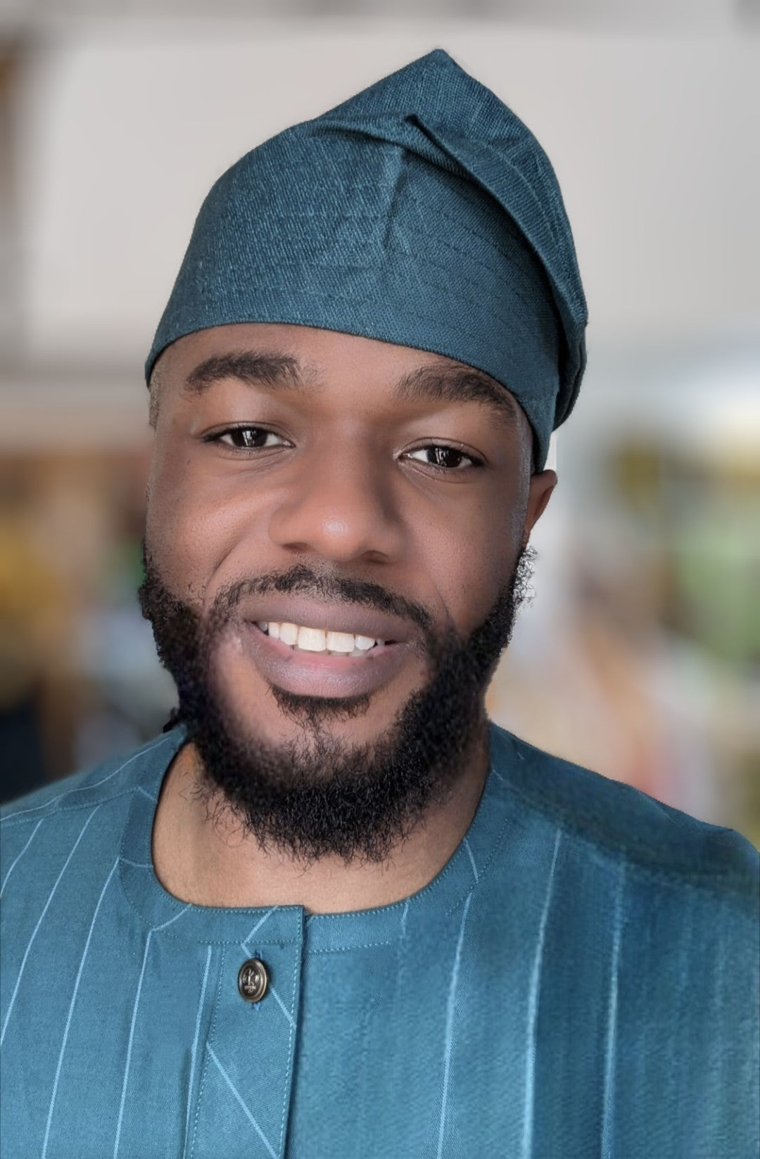 Stylish Ajian Emerald Green African Aso Oke Fila Hat for Men & Women - Traditional Nigerian Cap for Cultural Events, Weddings & Fashion Statements