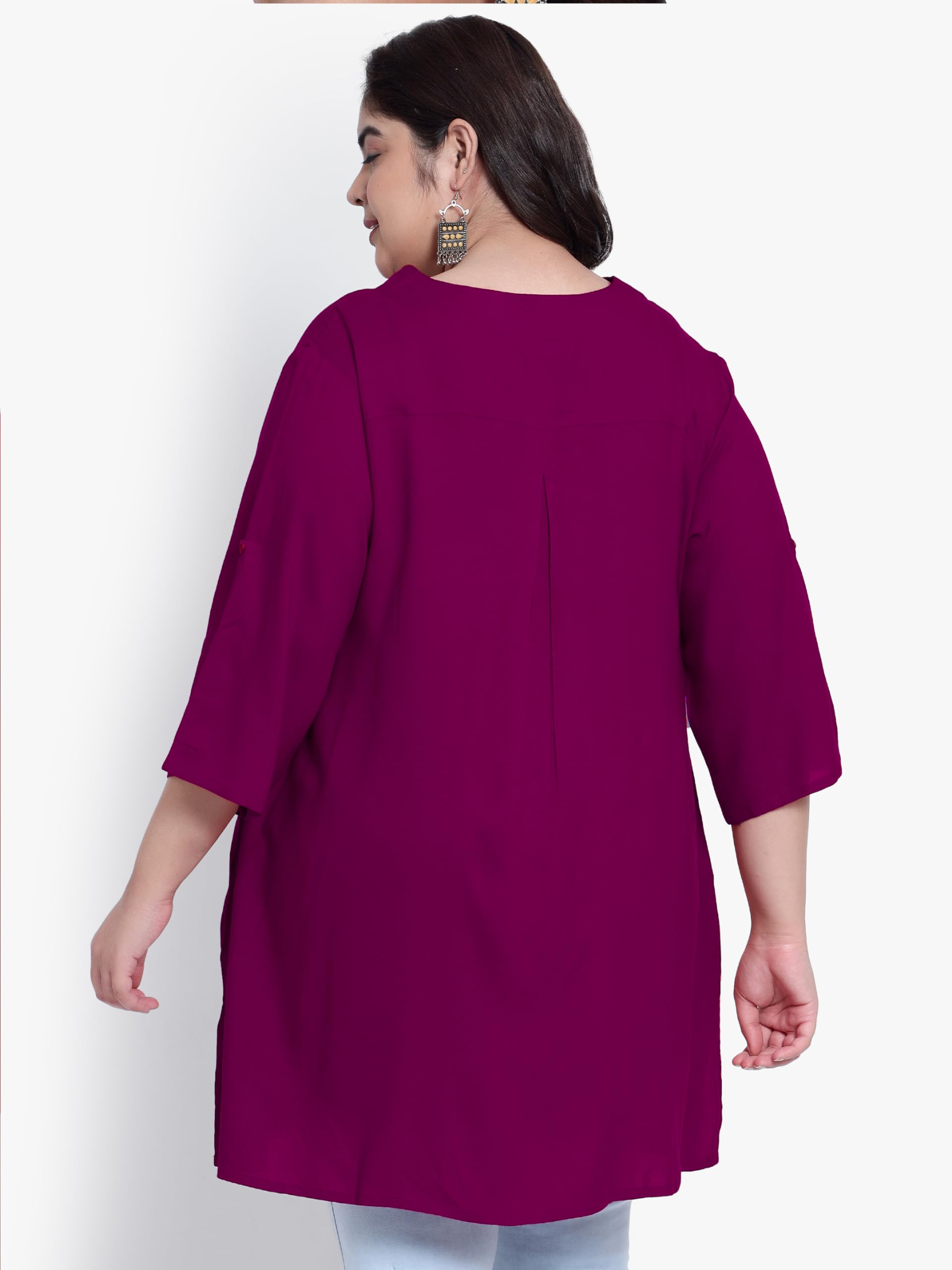 Indietoga Women's Plus Size Casual Longline Tunic Tops (2XL to 7XL) - Flowy Loose Fit Blouse for Work, Travel & Everyday Wear