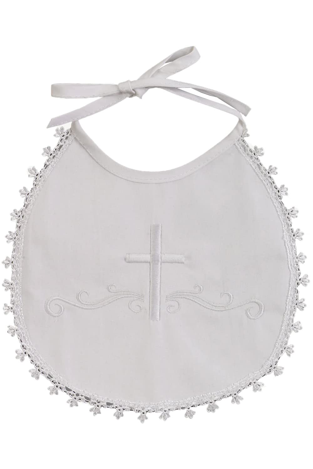 White Baptism Bib for Baby Boys - Soft Cotton Christening Bib with Embroidered Cross Design - Perfect Baptism Gift for Newborns & Infants - Ideal for Church Ceremonies, Christenings & Special Occasions