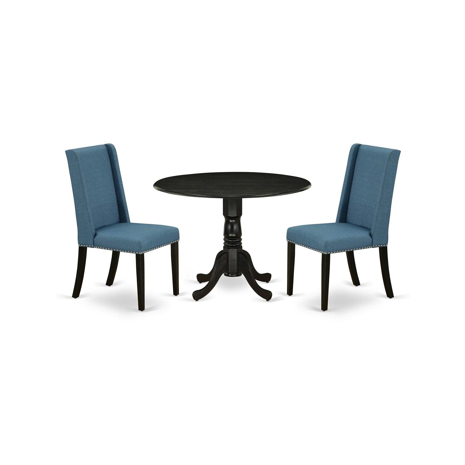 East West Furniture DLFL3-BLK-21 3-Piece Kitchen Dining Set - 42