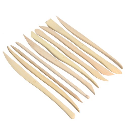 Vktech 10PCS Wooden Clay Sculpture Knife Set - Pottery Carving & Modeling Tools for Artists - Perfect for Ceramic Sculpting, DIY Crafts & Art Projects