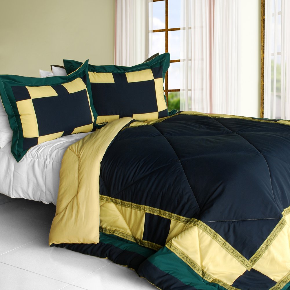 Quilted Patchwork Down Alternative Comforter Set - Full/Queen Size - Soft & Breathable Bedding for All Seasons - Perfect for Cozy Bedrooms, Guest Rooms & Dorm Decor