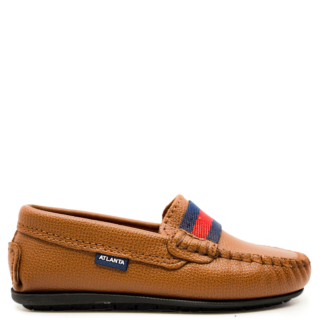 Men's Atlanta Mocassin Brown Pebbled Leather Ribbon Loafers - Comfortable Slip-On Dress Shoes for Business Casual & Office Wear
