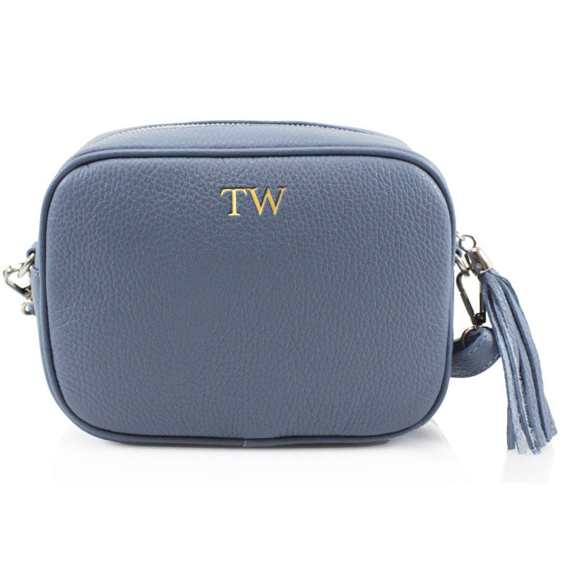 Carnaby Of London Embossed Initial Gold Leather Crossbody Bag for Women - Stylish Designer Handbag for Everyday Use, Work, and Travel