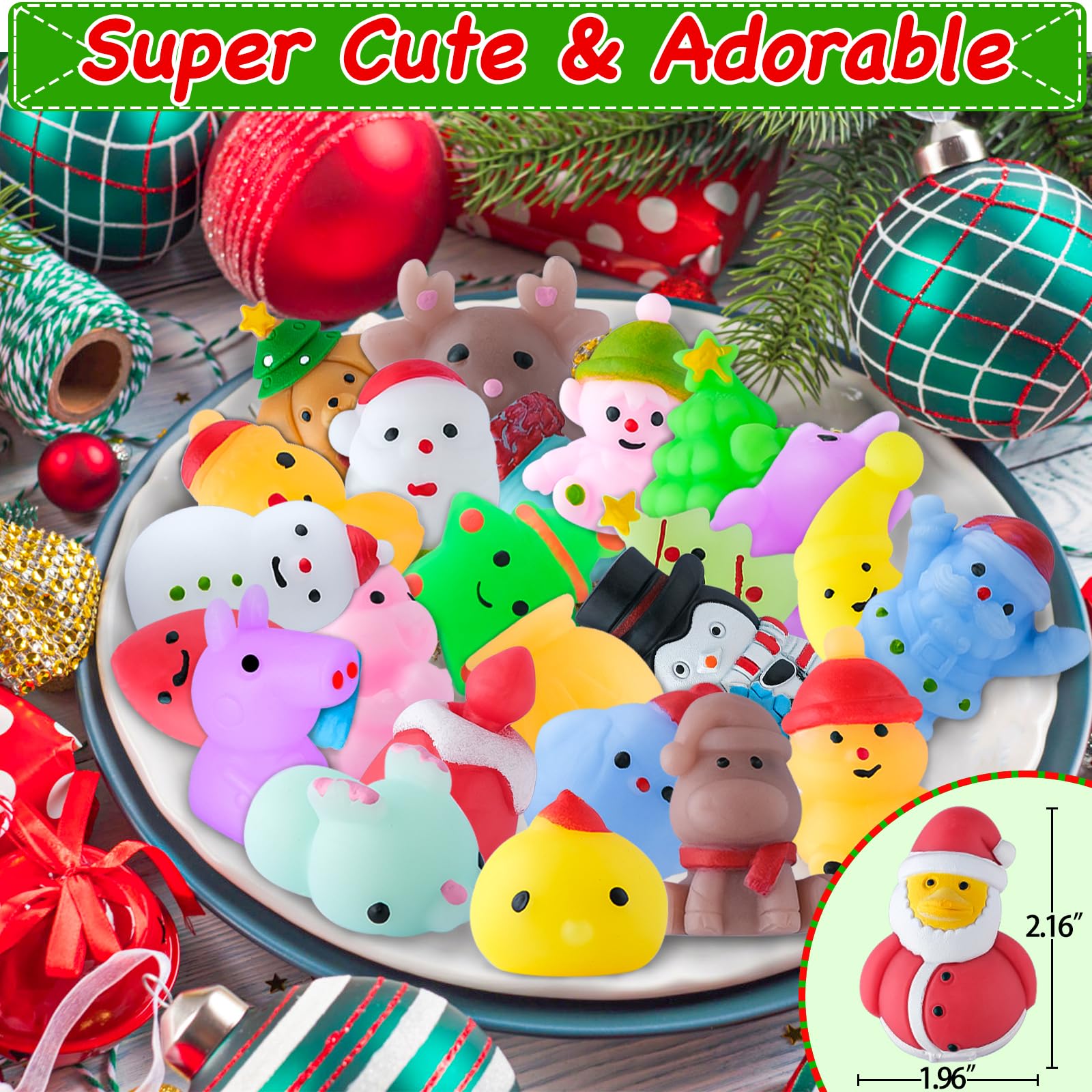 36PCS Christmas Squishy Toys for Kids - Stress Relief & Party Favors for Stocking Stuffers