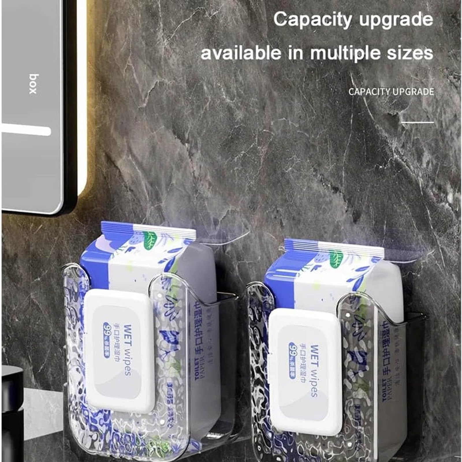 Wall Mounted Tissue Box Holder - Self-Adhesive Acrylic Bathroom & Kitchen Storage Organizer | No-Drill Toilet Paper Dispenser for Home, Office, RV (Transparent) | Perfect for Small Spaces & Hygienic Wipe Storage