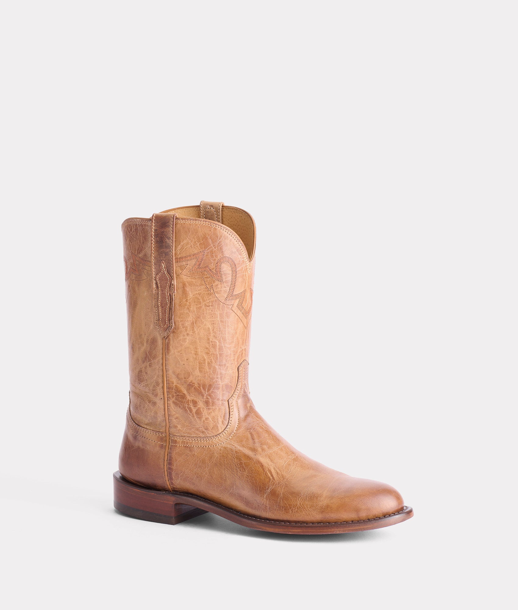 Sunset Roper Tan Goat Leather Cowboy Boots for Men - Western Style Riding Boots with Comfortable Fit - Perfect for Rodeo, Country Dancing, and Outdoor Adventures