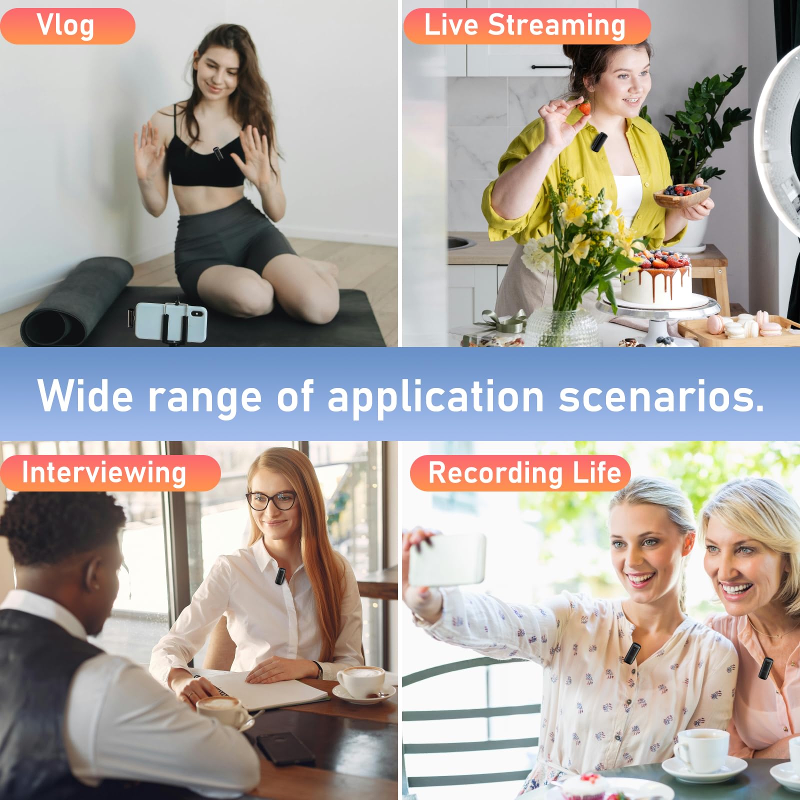 Wireless Lavalier Microphone for iPhone iPad 14 13 12 11 Pro Max - Noise Cancelling Clip-on Mic with Charging Case for YouTube Videos, Live Streaming, Podcasts, TikTok & Vlogging - Perfect for Interviews, Gaming, and Content Creation
