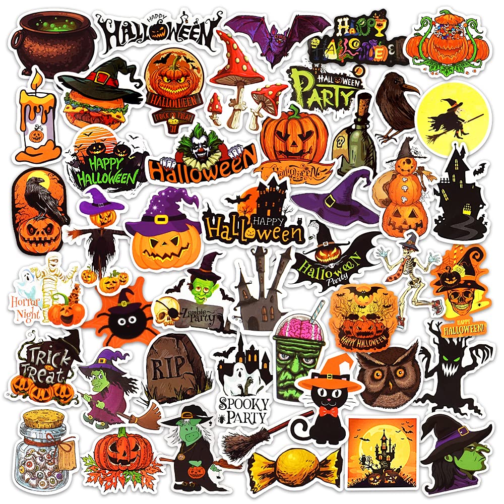 Halloween Pumpkin Stickers for Kids - Cute Vinyl Pumpkin Decals Bulk Pack for Pumpkin Decorating, DIY Crafts, Scrapbooking & Party Favors | DETICKERS