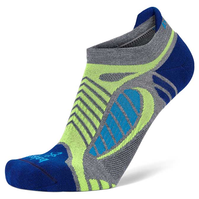 Balega Ultra Light No Show Socks - Grey Heather/Royal Blue - Running, Hiking & Casual Wear for Men & Women