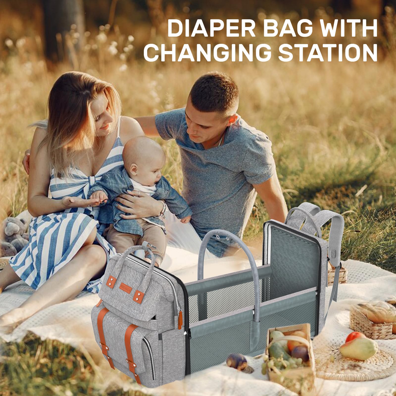 Gray Diaper Backpack with Changing Station - Baby Essentials for Travel & Outings